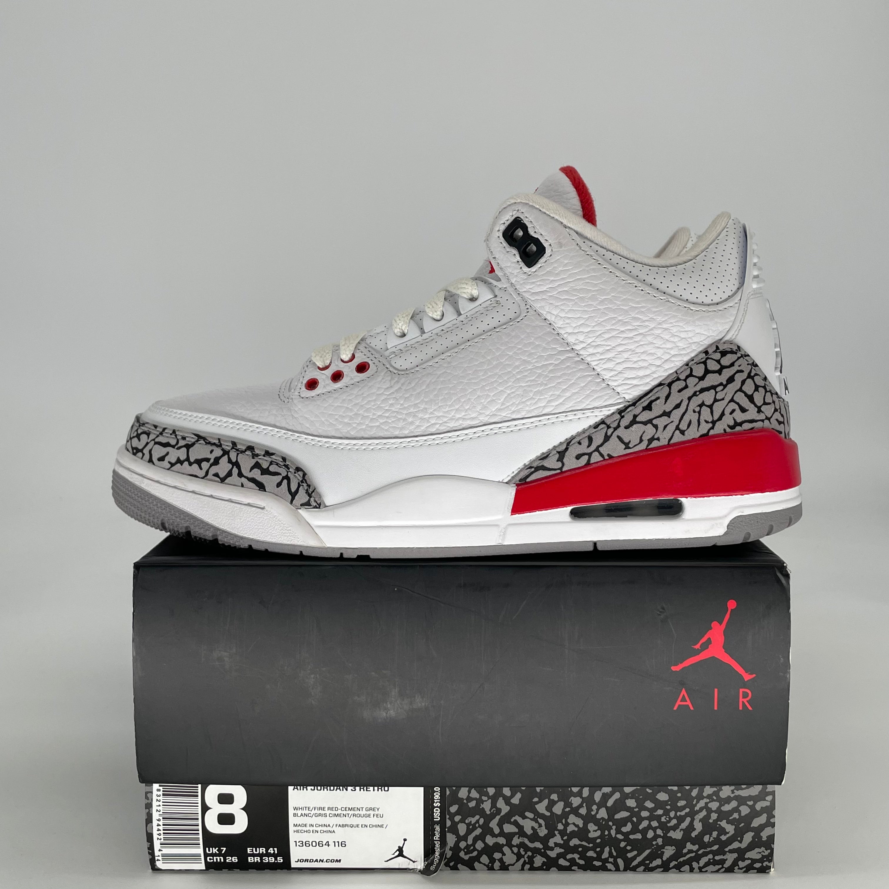 AIR JORDAN 3 HALL OF FAME 136064-116 SIZE 8/9.5W