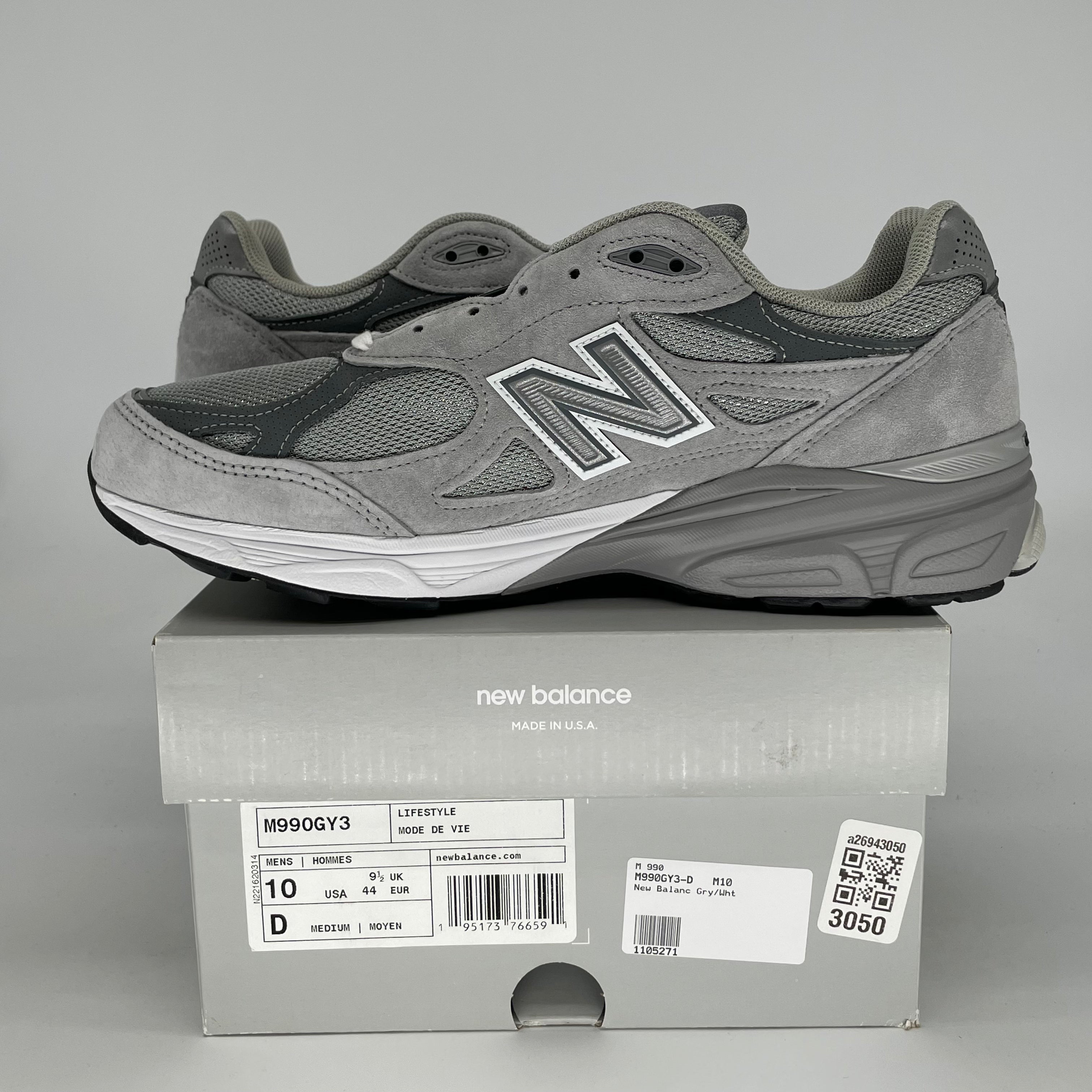 NEW BALANCE 990V3 MIUSA GREY M990GY3 SIZE 10/11.5W