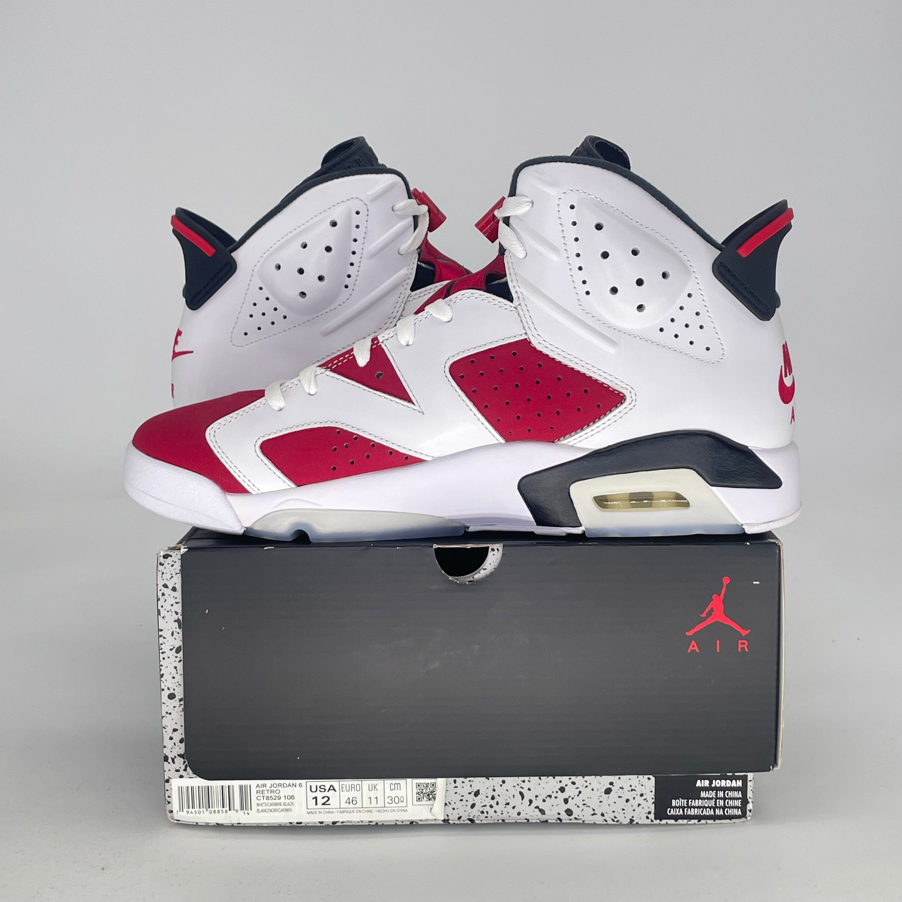 AIR JORDAN 6 CARMINE (2021) CT8529-106 SIZE 12/13.5W