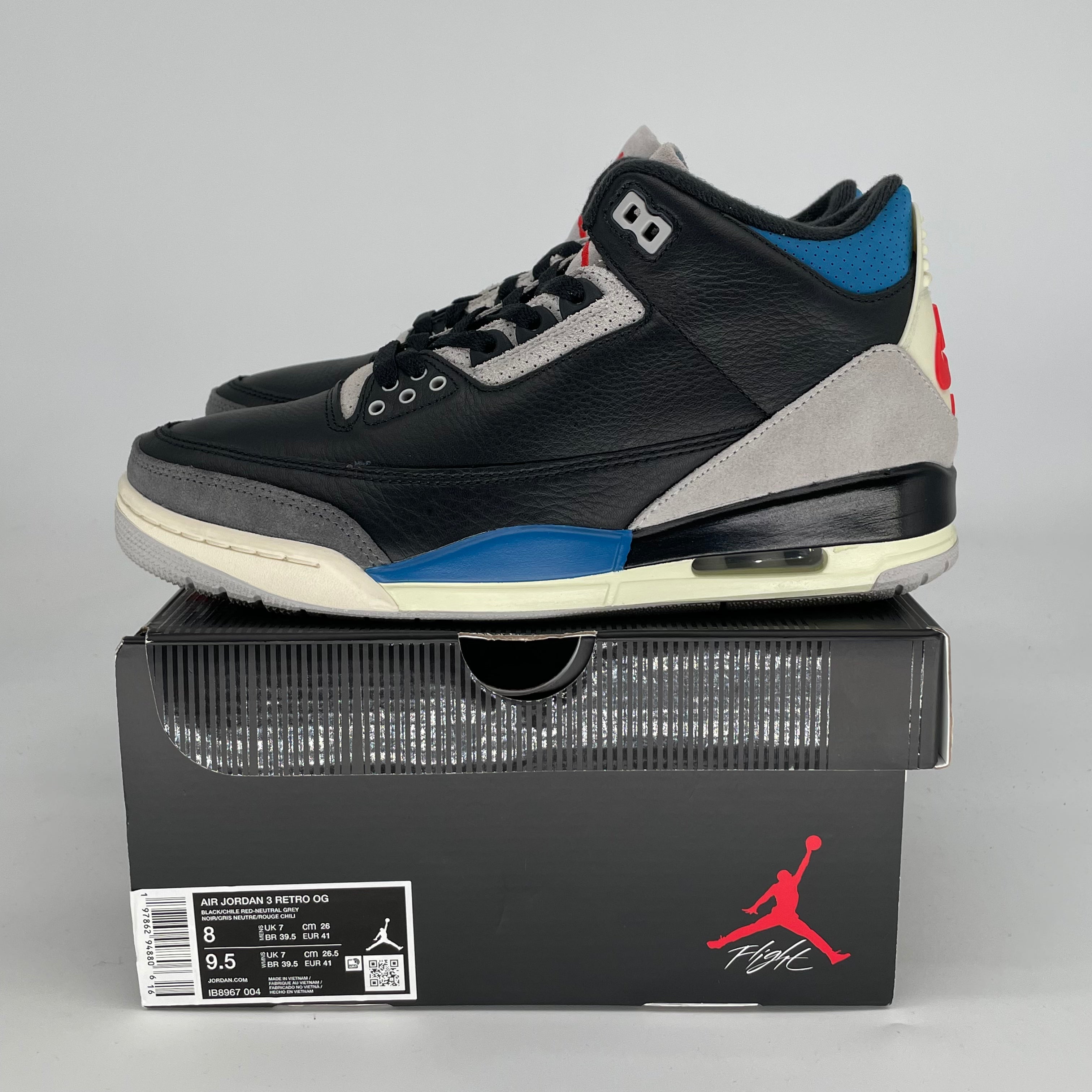 AIR JORDAN 3 RARE AIR IB8967-004 SIZE 8/9.5W