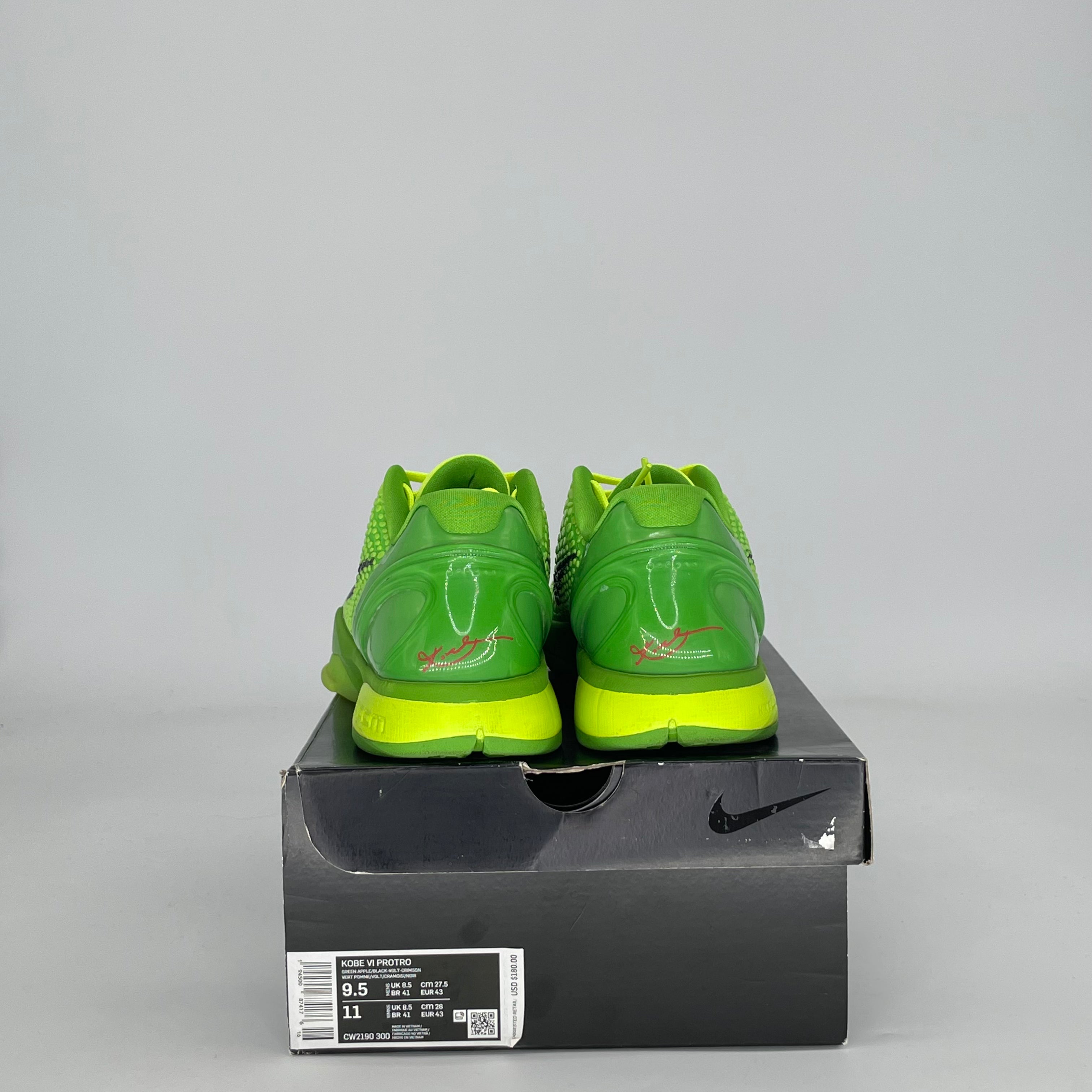 NIKE KOBE 6 PROTRO GRINCH (2020) CW2190-300 SIZE 9.5/11W