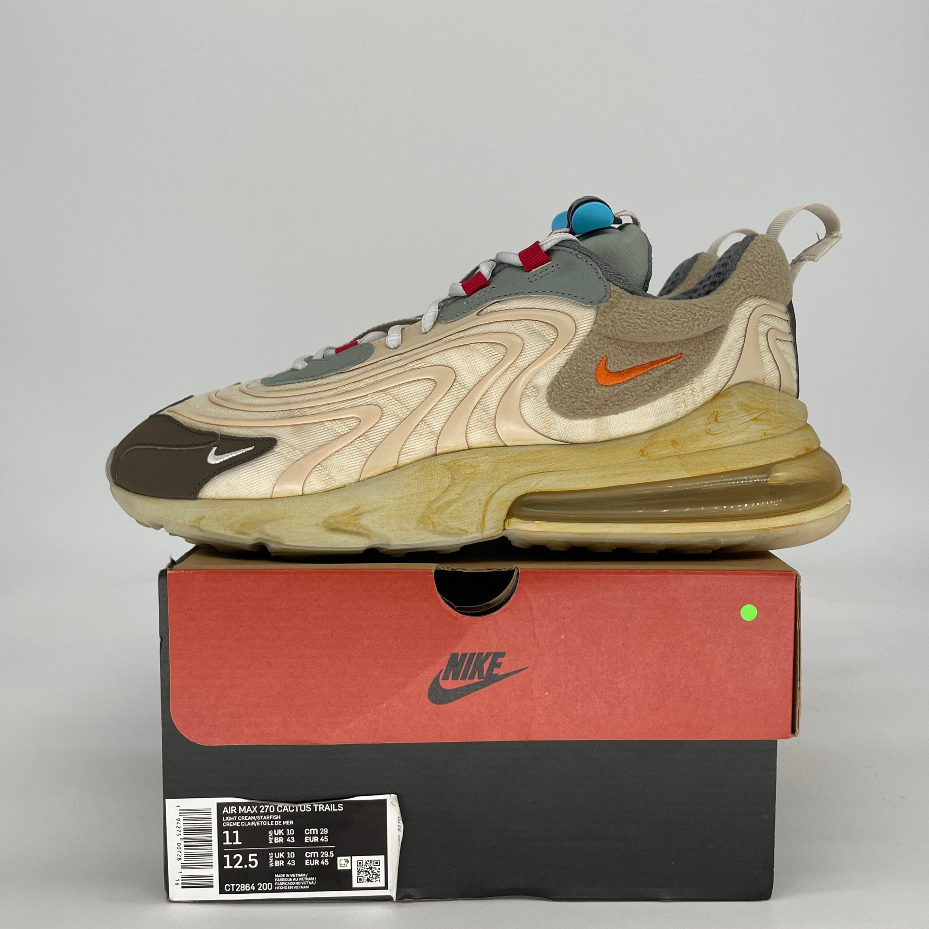 TRAVIS SCOTT X NIKE AIR MAX 270 CACTUS TRAILS CT2864-200 SIZE 11/12.5W