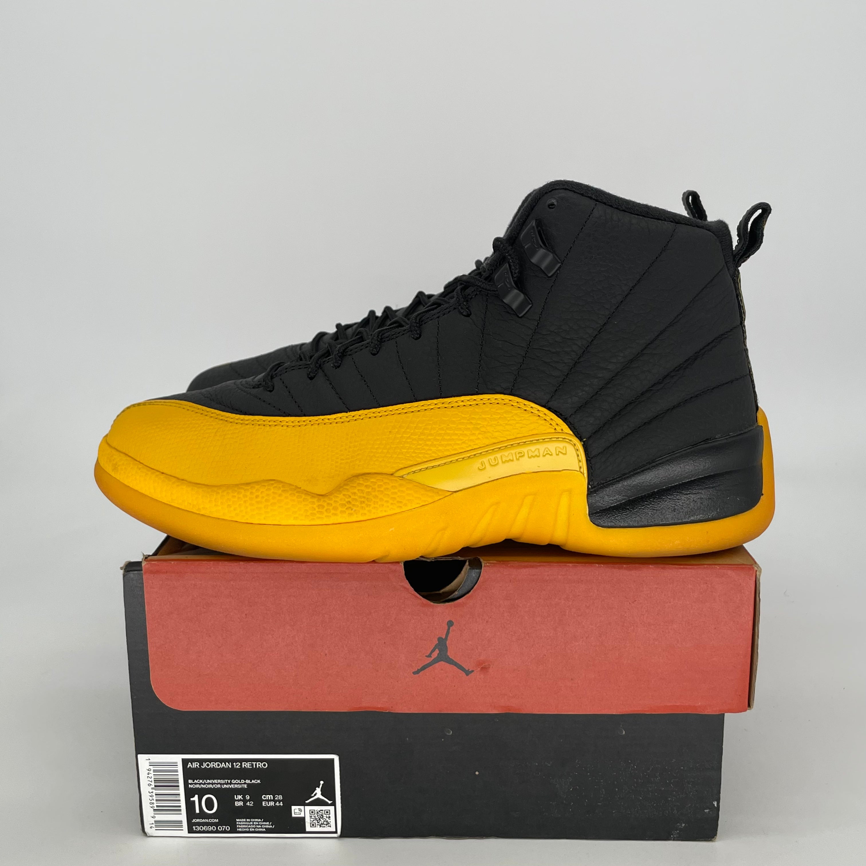AIR JORDAN 12 BLACK UNIVERSITY GOLD 130690-070 SIZE 10/11.5W