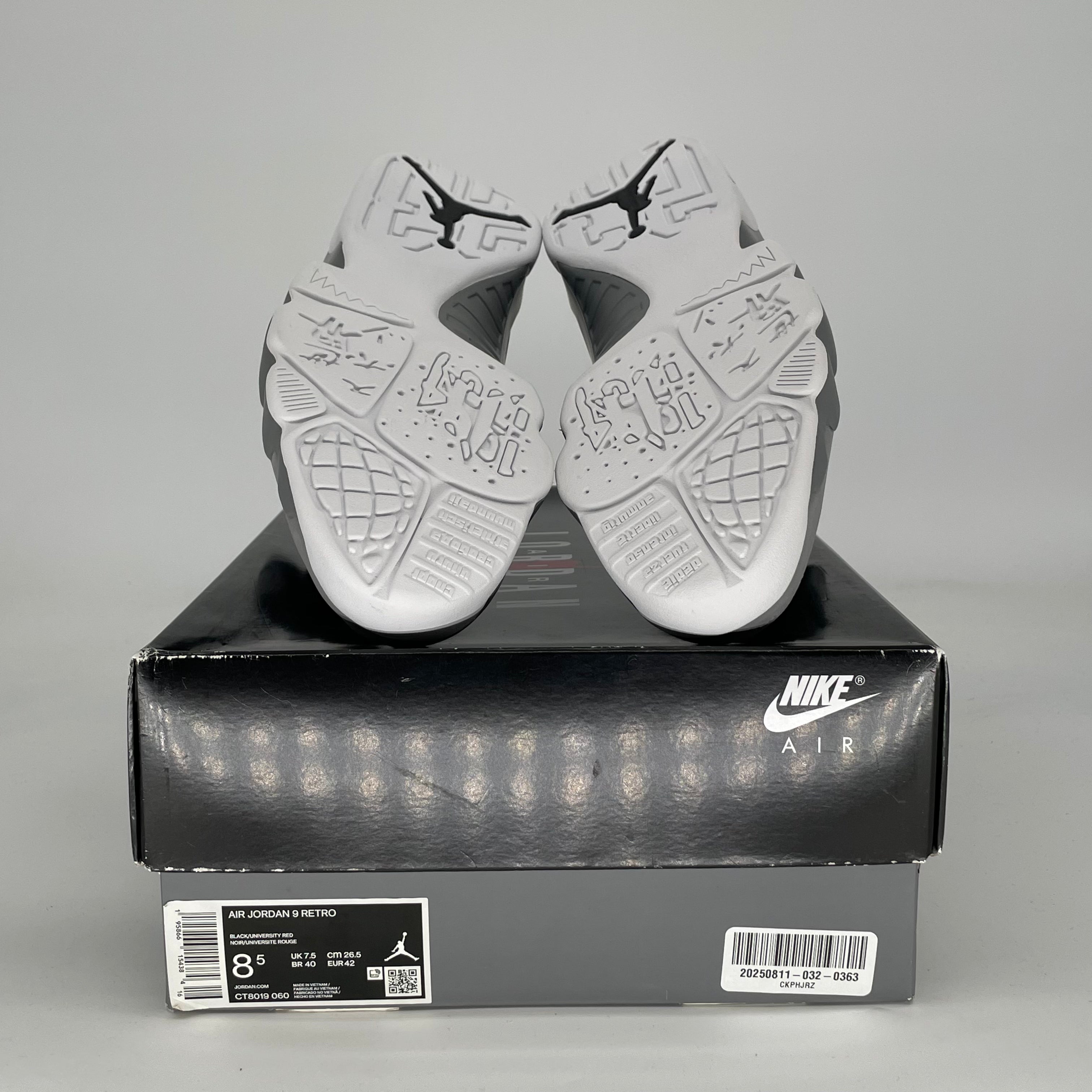 AIR JORDAN 9 PARTICLE GREY CT8019-060 SIZE 8.5/10W