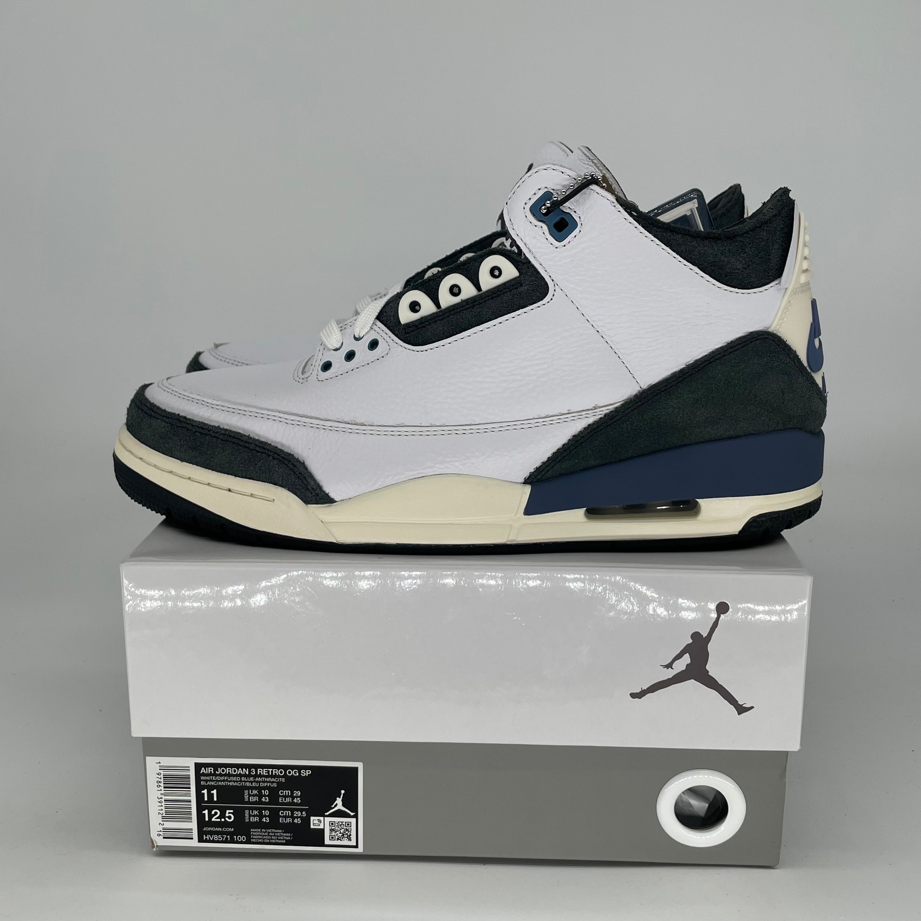AIR JORDAN 3 A MA MANIERE DIFFUSED BLUE HV8571-100 SIZE 11/12.5W