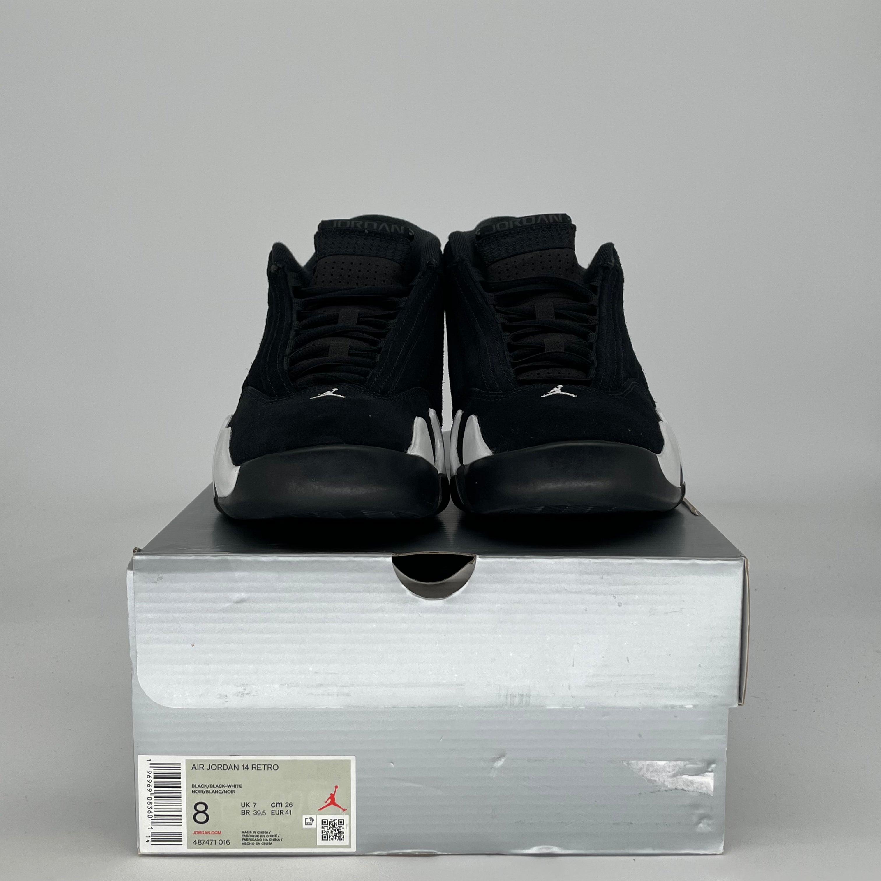 AIR JORDAN 14 BLACK WHITE 487471-016 SIZE 8/9.5W
