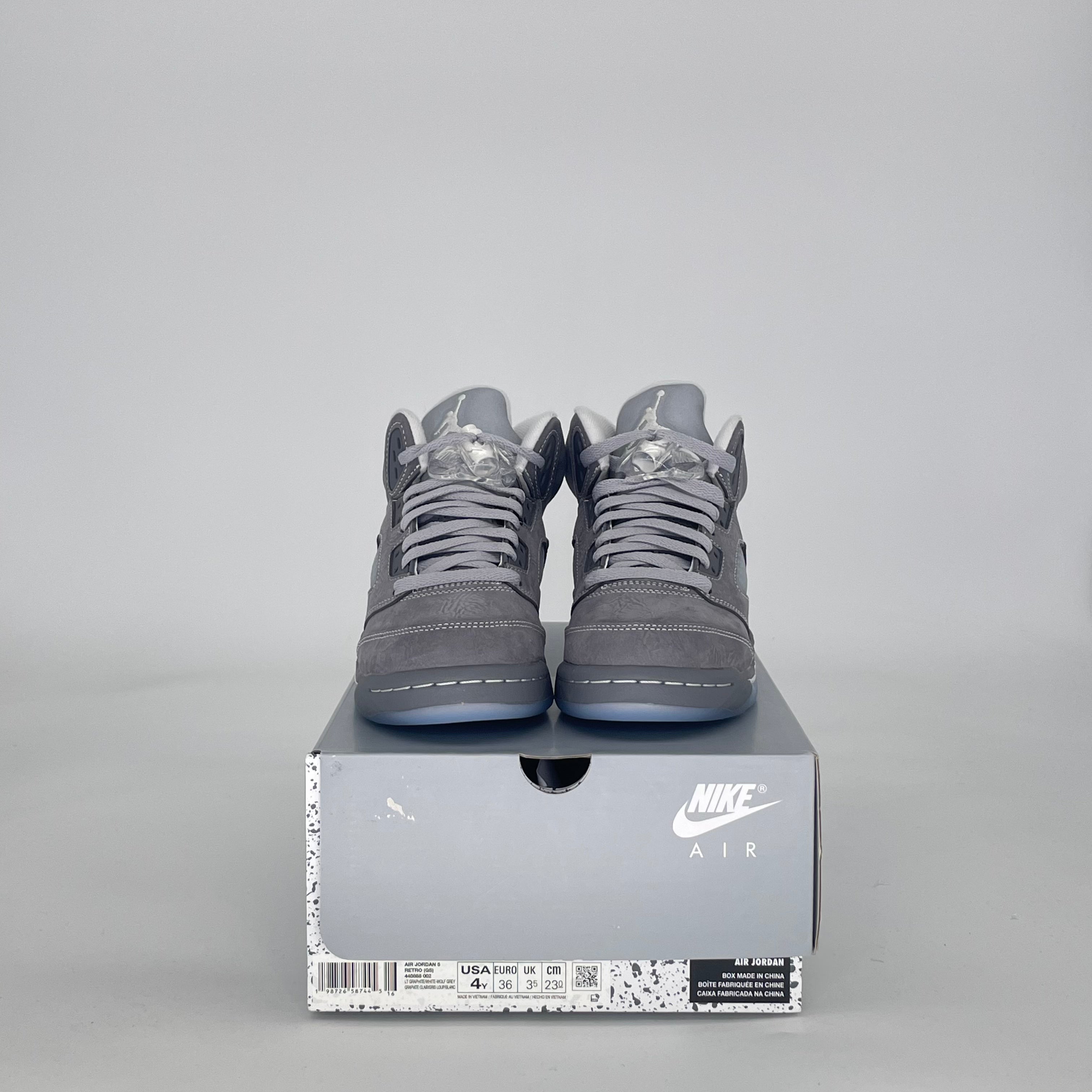AIR JORDAN 5 WOLF GREY 440888-002 SIZE 4/5.5W GS