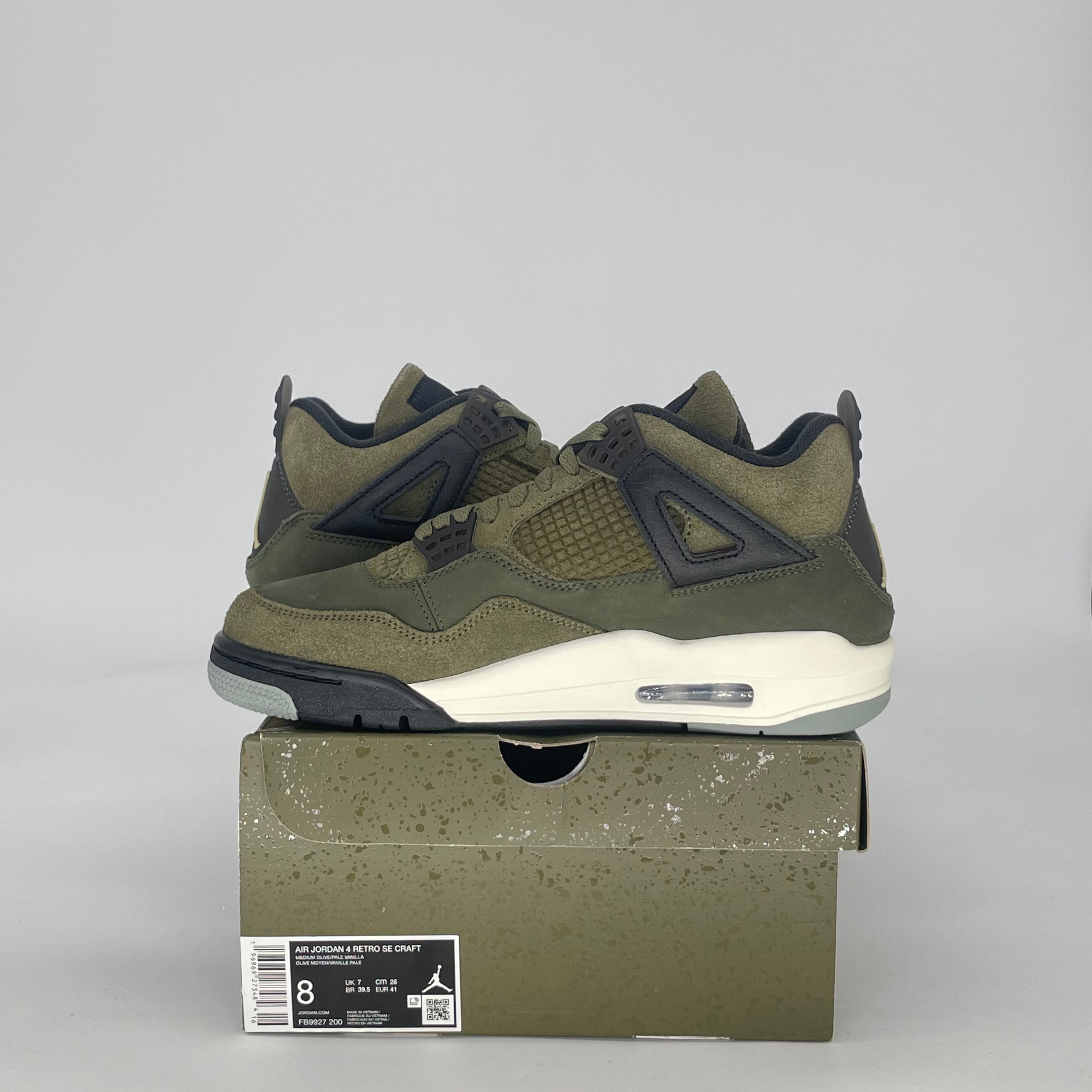 AIR JORDAN 4 CRAFT MEDIUM OLIVE FB9927-200 SIZE 8/9.5W