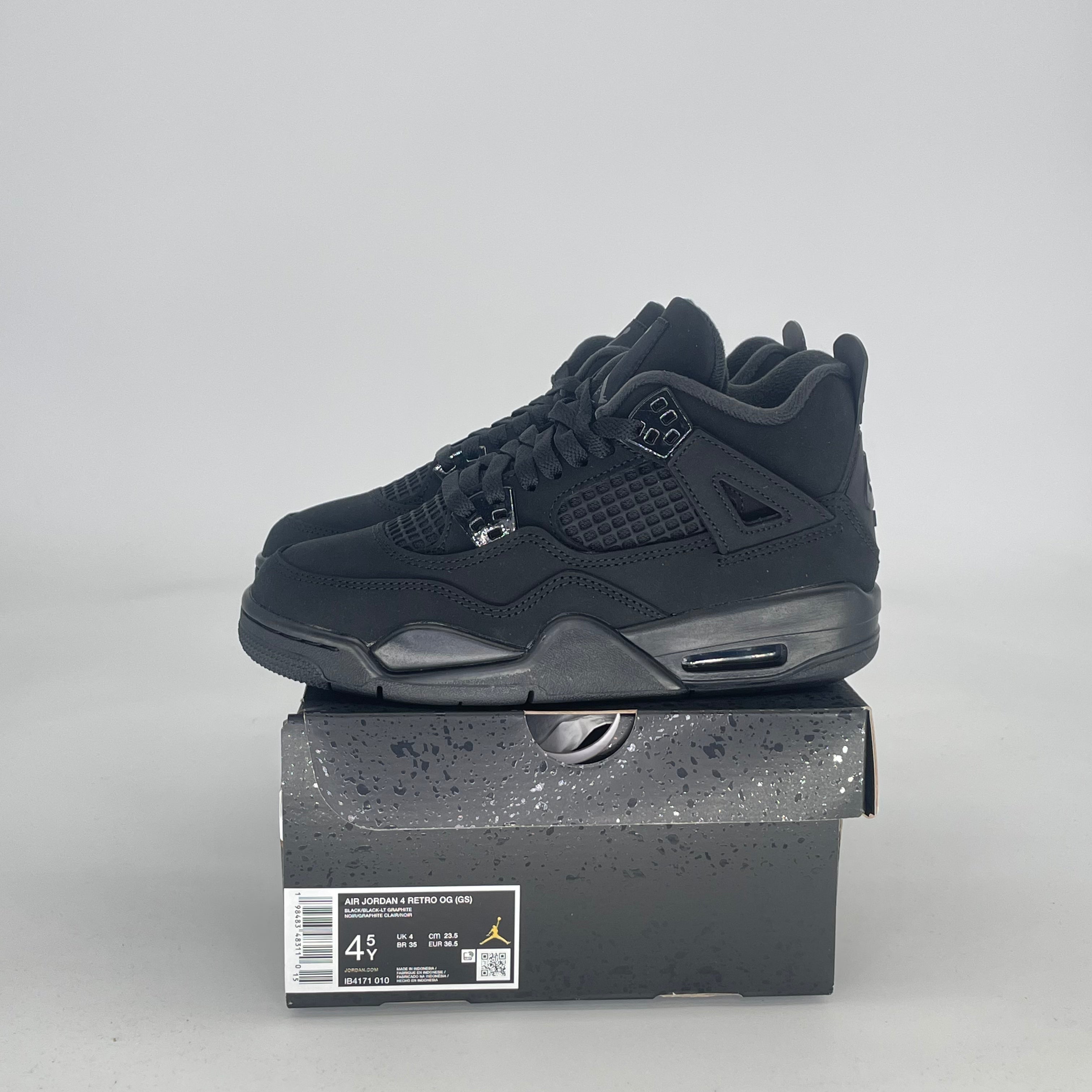 AIR JORDAN 4 BLACK CAT IB4171-010 SIZE 4.5/6W GS