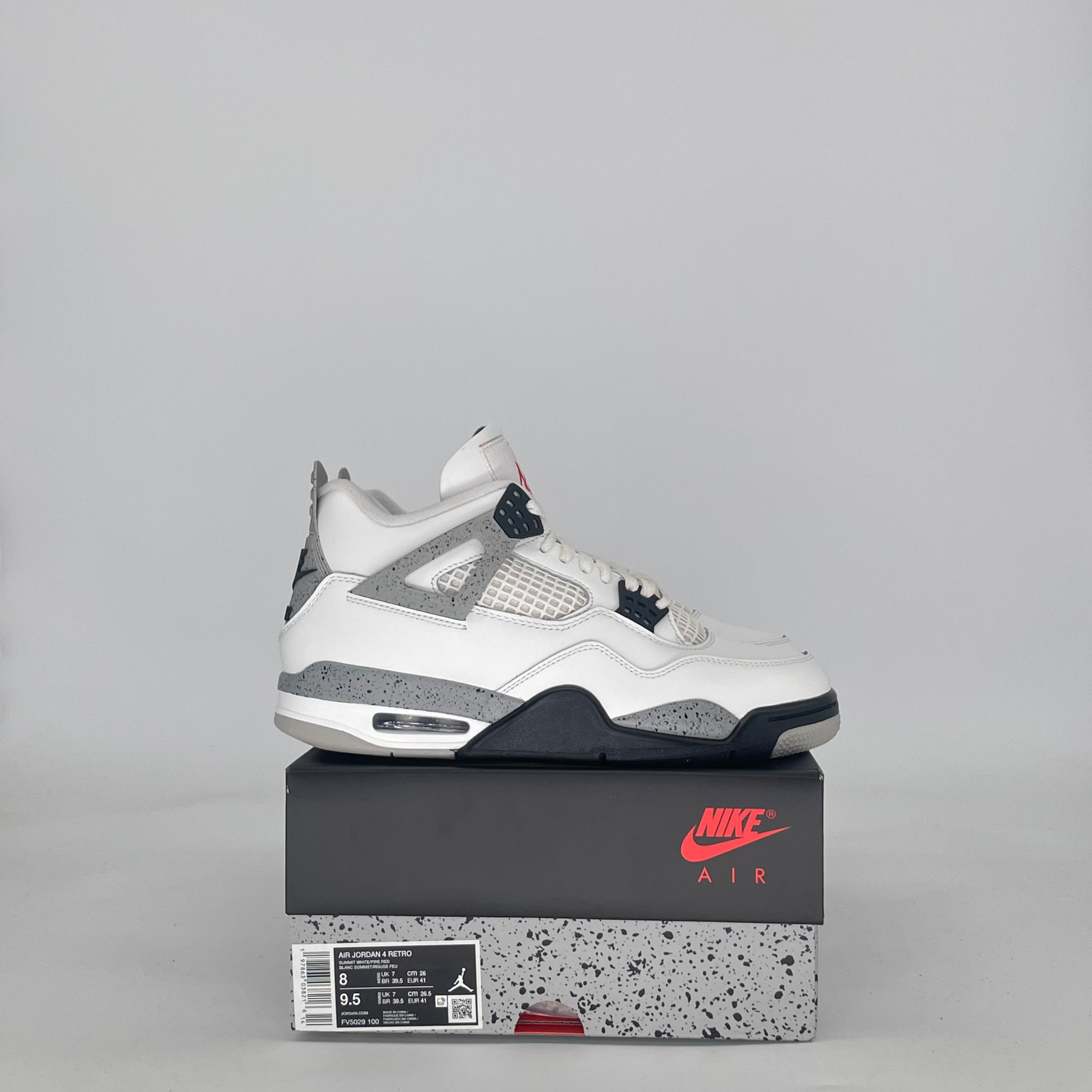 AIR JORDAN 4 WHITE CEMENT FV5029-100 SIZE 8/9.5W
