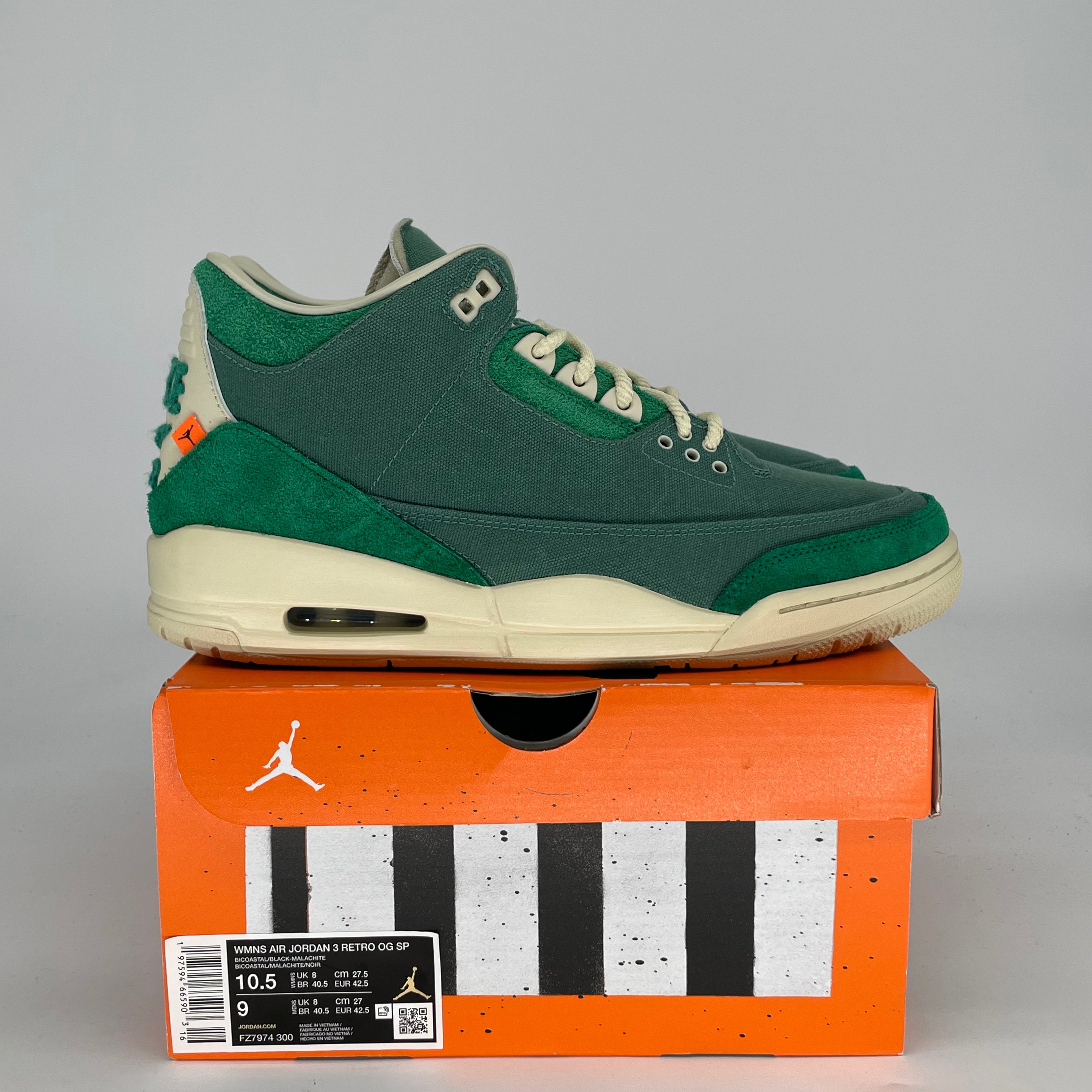 AIR JORDAN 3 NINA CHANEL ABNEY BICOSTAL W FZ7974-300 SIZE 10.5/12W