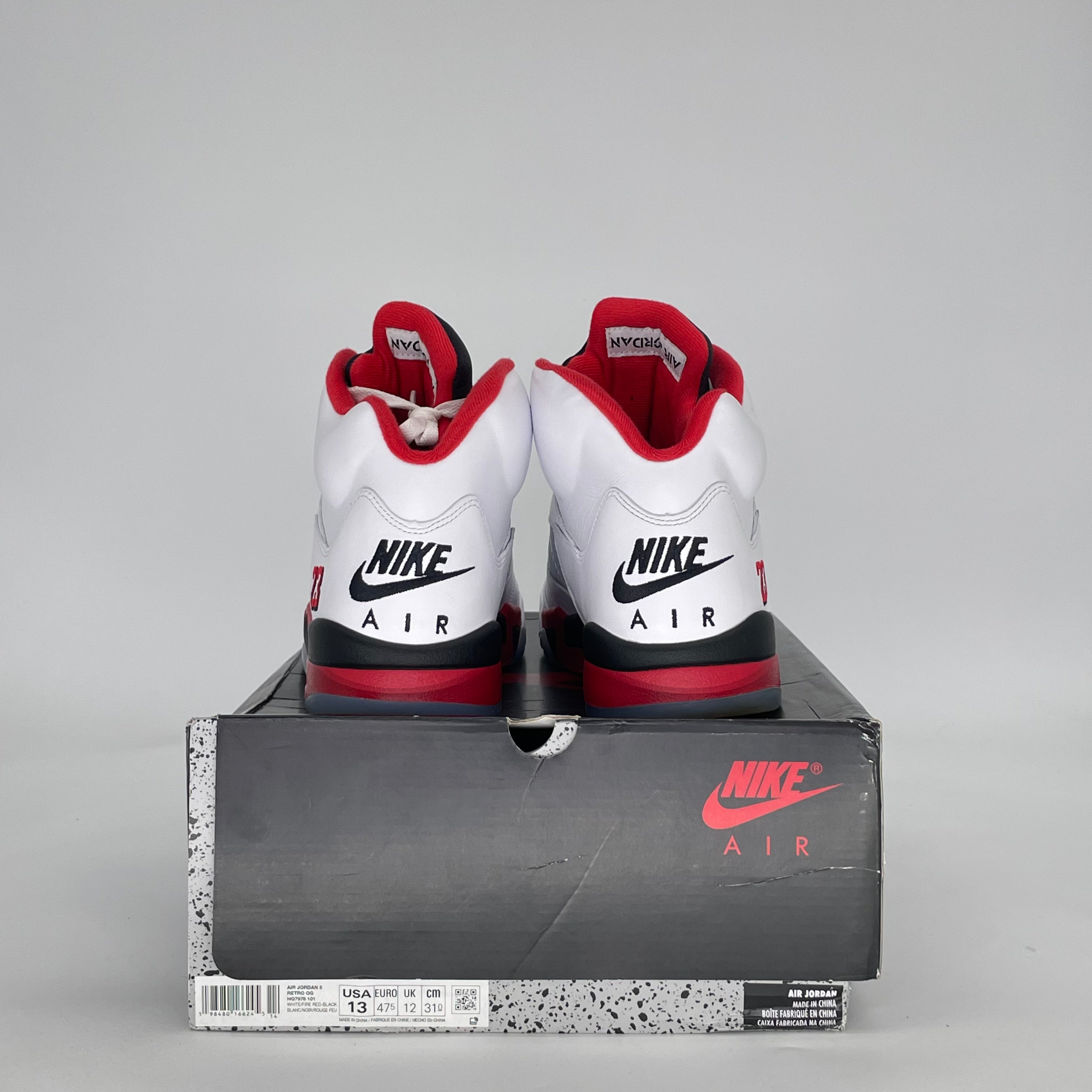 AIR JORDAN 5 FIRE RED BLACK TONGUE HQ7978-101 SIZE 13/14.5W