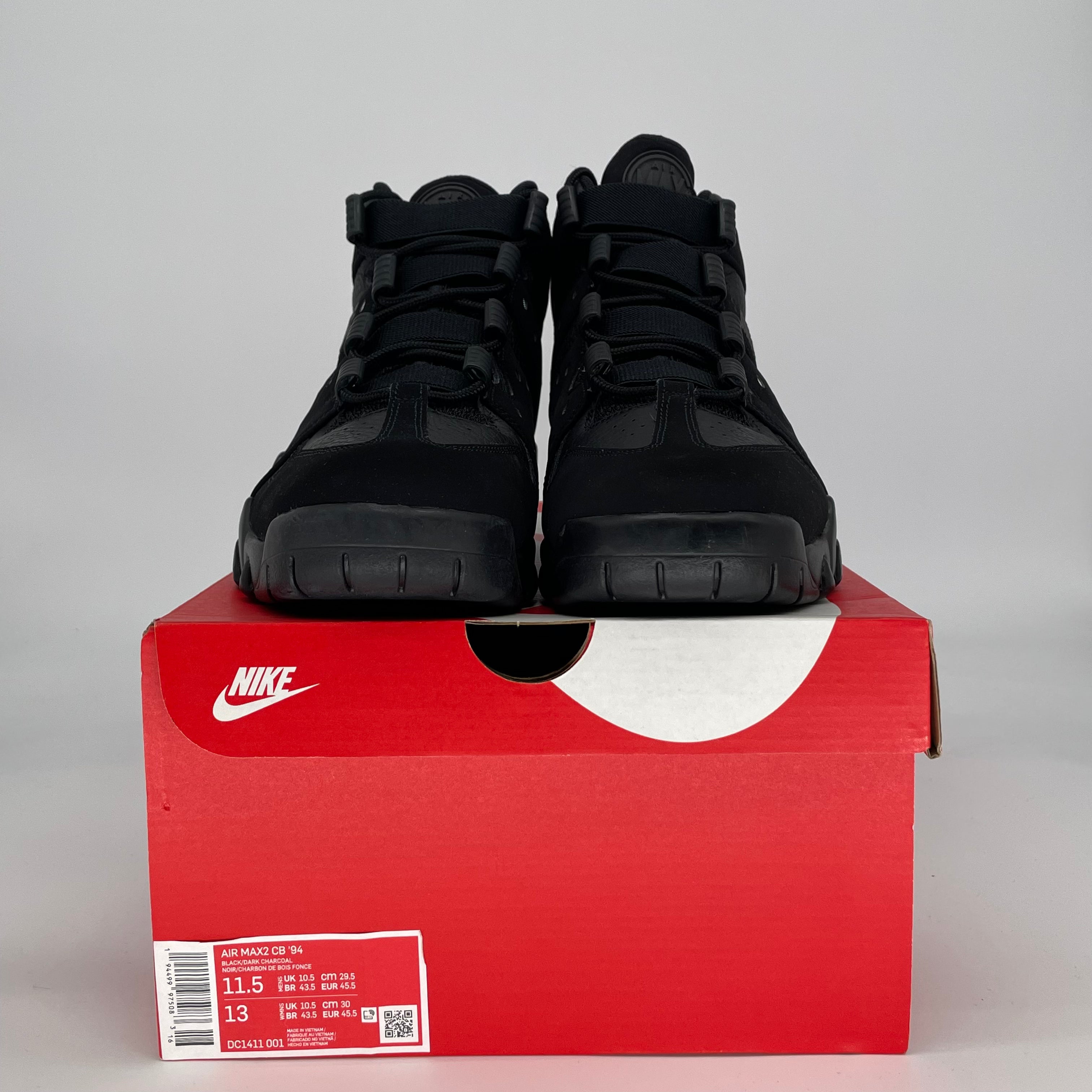NIKE AIR MAX 2 CB 94 TRIPLE BLACK DC1411-001 SIZE 11.5/13W