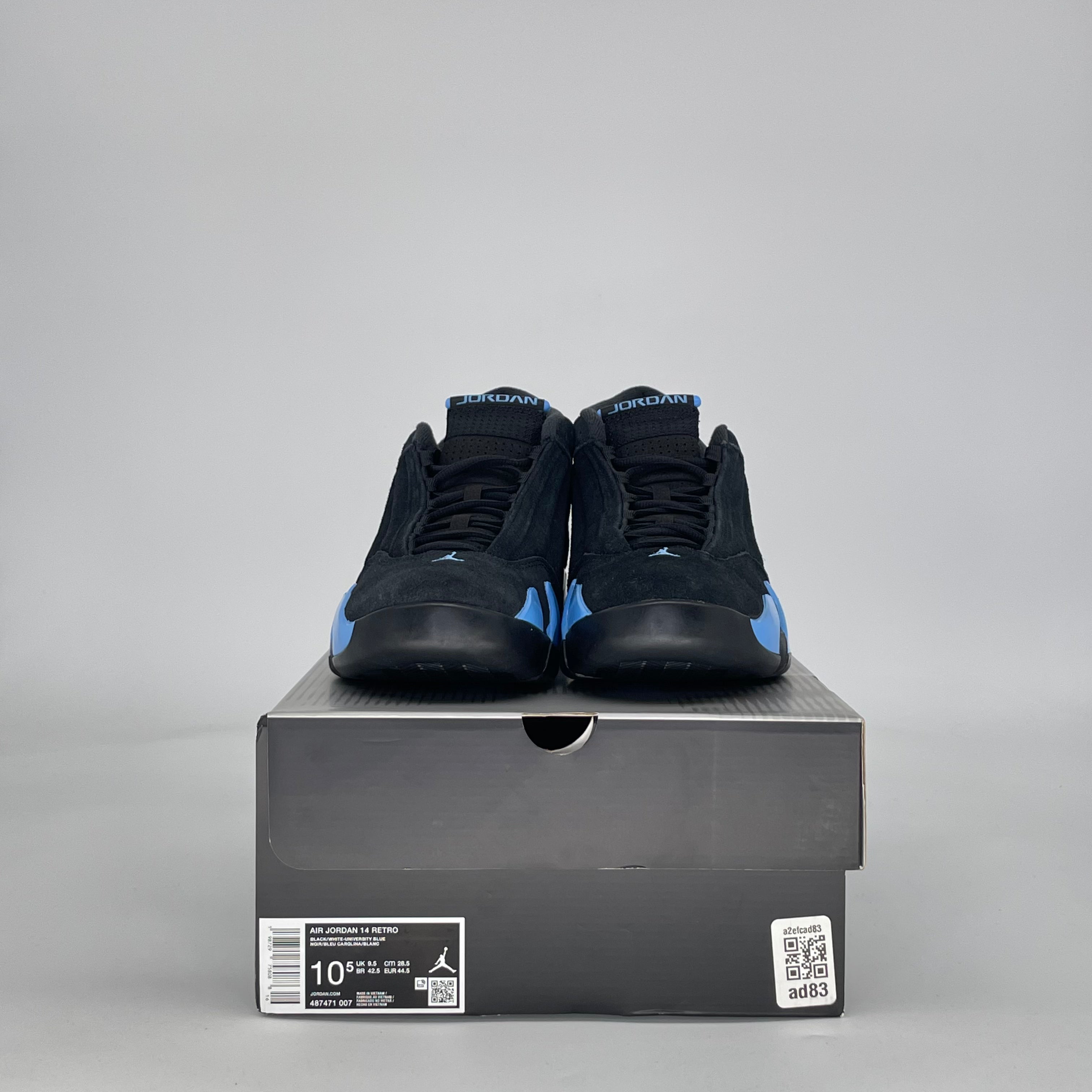 AIR JORDAN 14 BLACK UNIVERSITY BLUE 487471-007 SIZE 10.5/12W