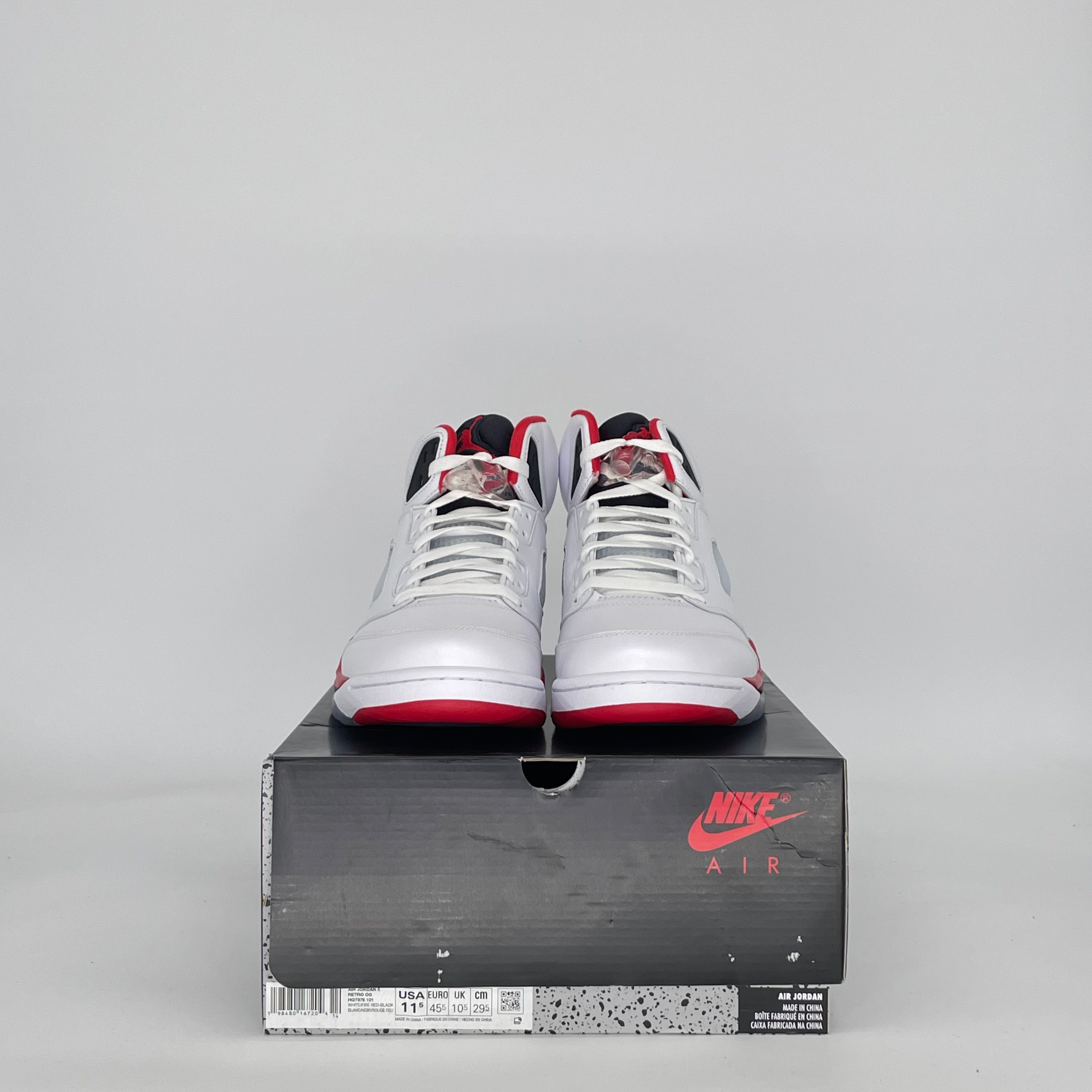 AIR JORDAN 5 FIRE RED BLACK TONGUE HQ7978-101 SIZE 11.5/13W