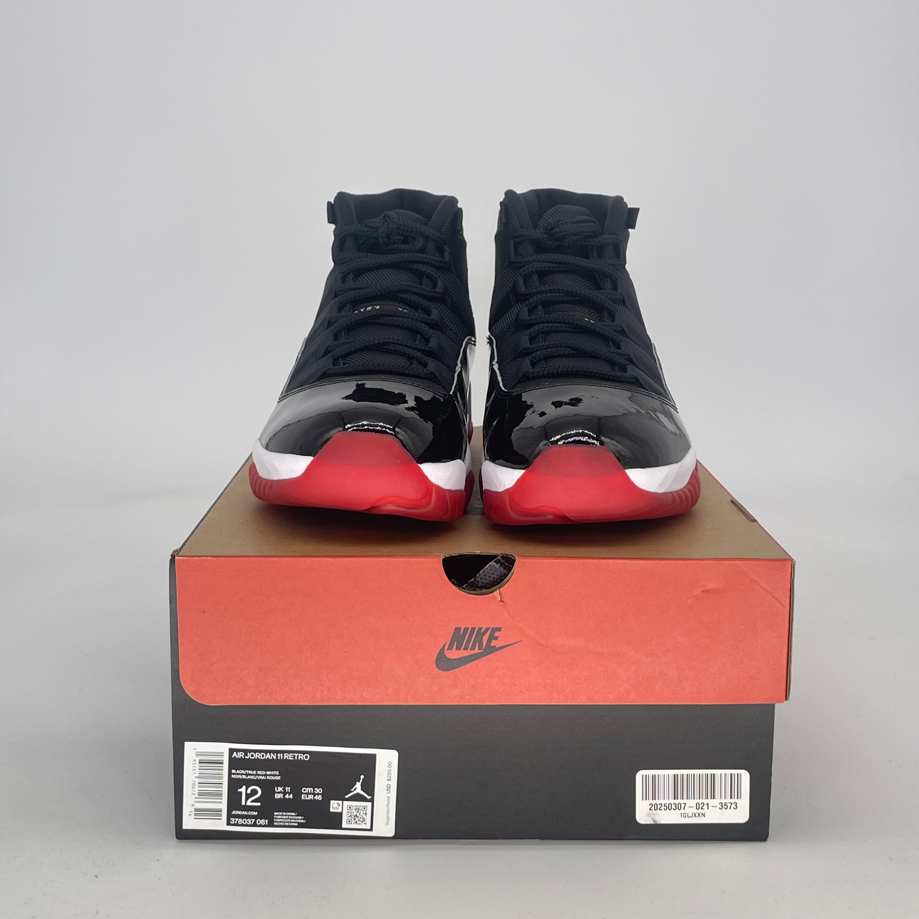 AIR JORDAN 11 PLAYOFFS BRED 378037-061 SIZE 12/13.5W