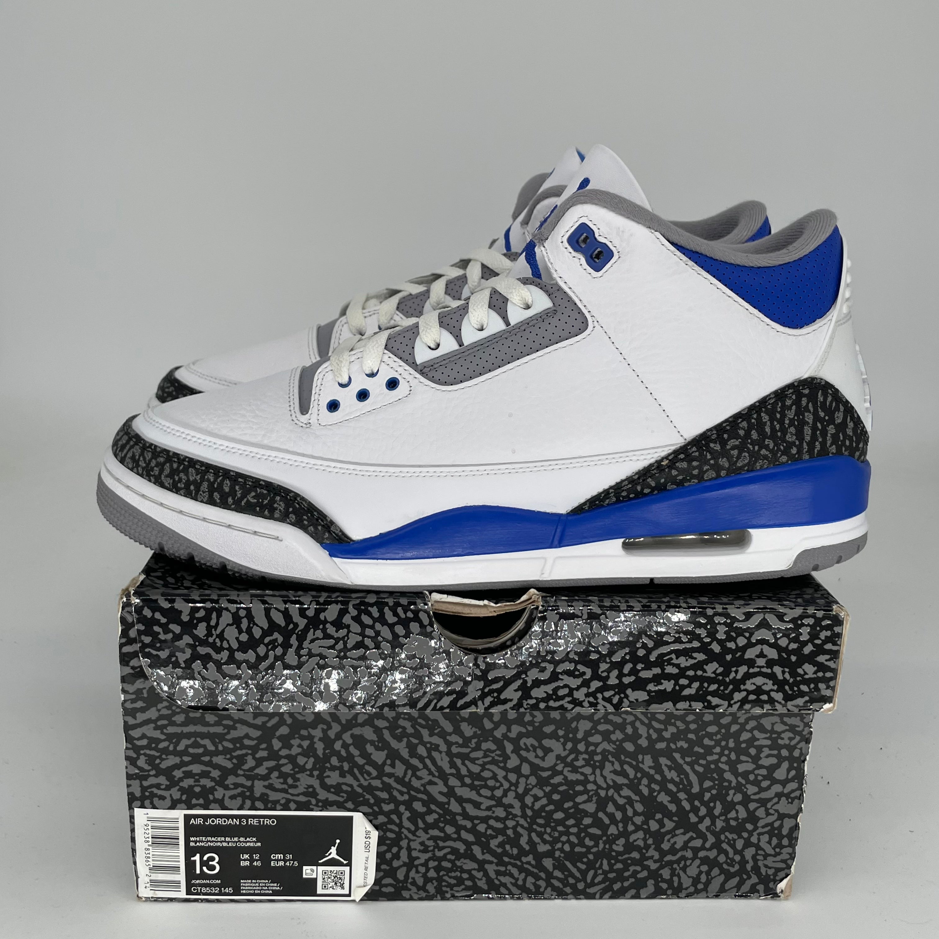 AIR JORDAN 3 RACER BLUE SIZE 13 CT8532-145