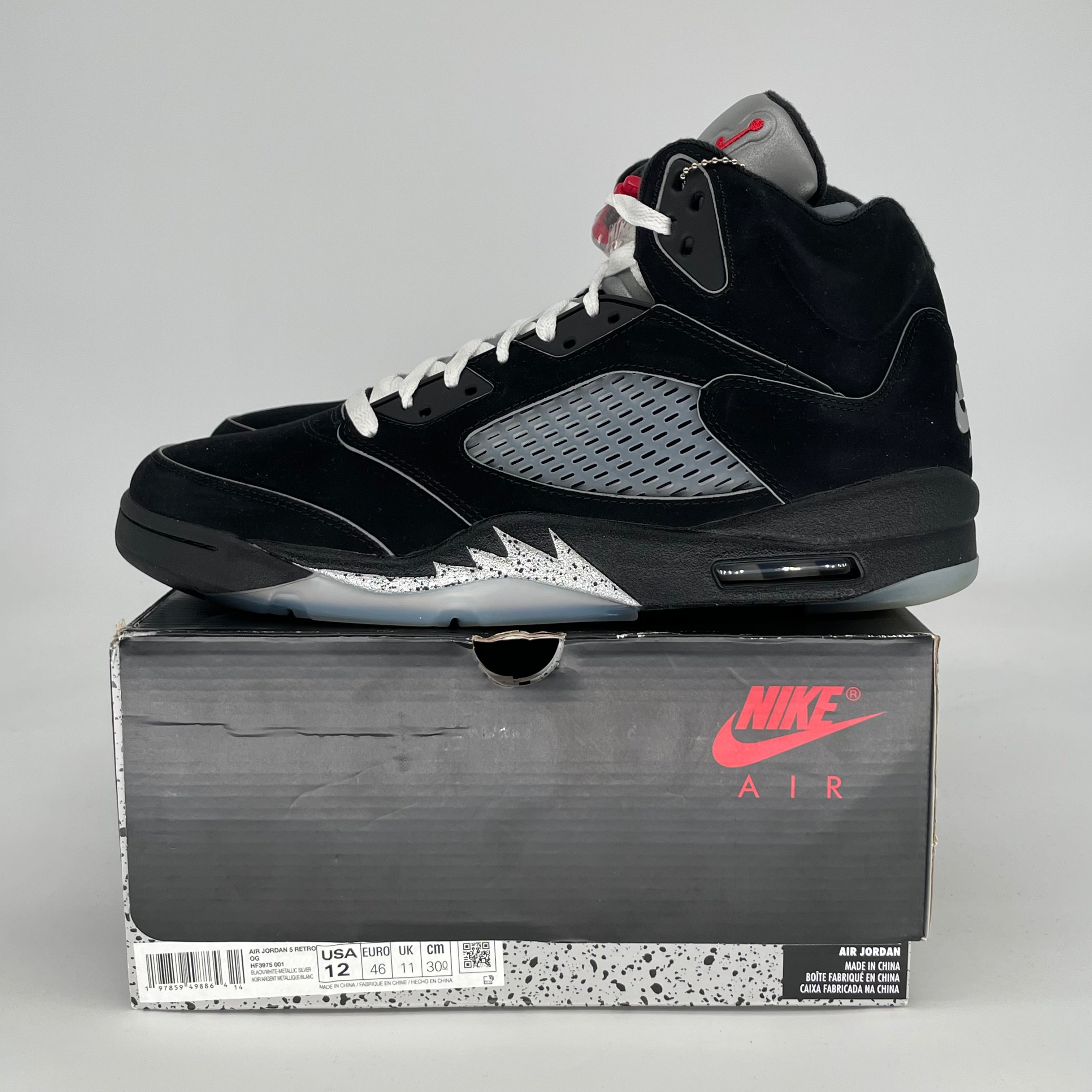 AIR JORDAN 5 BLACK METALLIC REIMAGINED HF3975-001 SIZE 12/13.5W