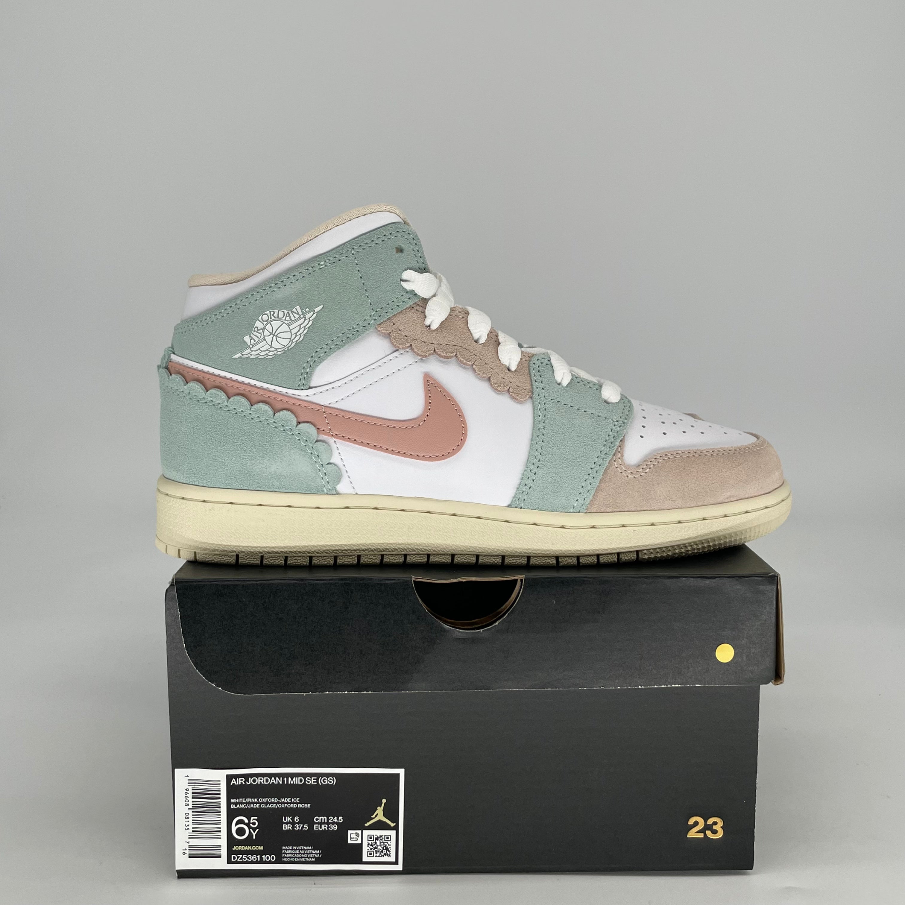 AIR JORDAN 1 MID PINK OXFORD DZ5361-100 SIZE 6.5/8W
