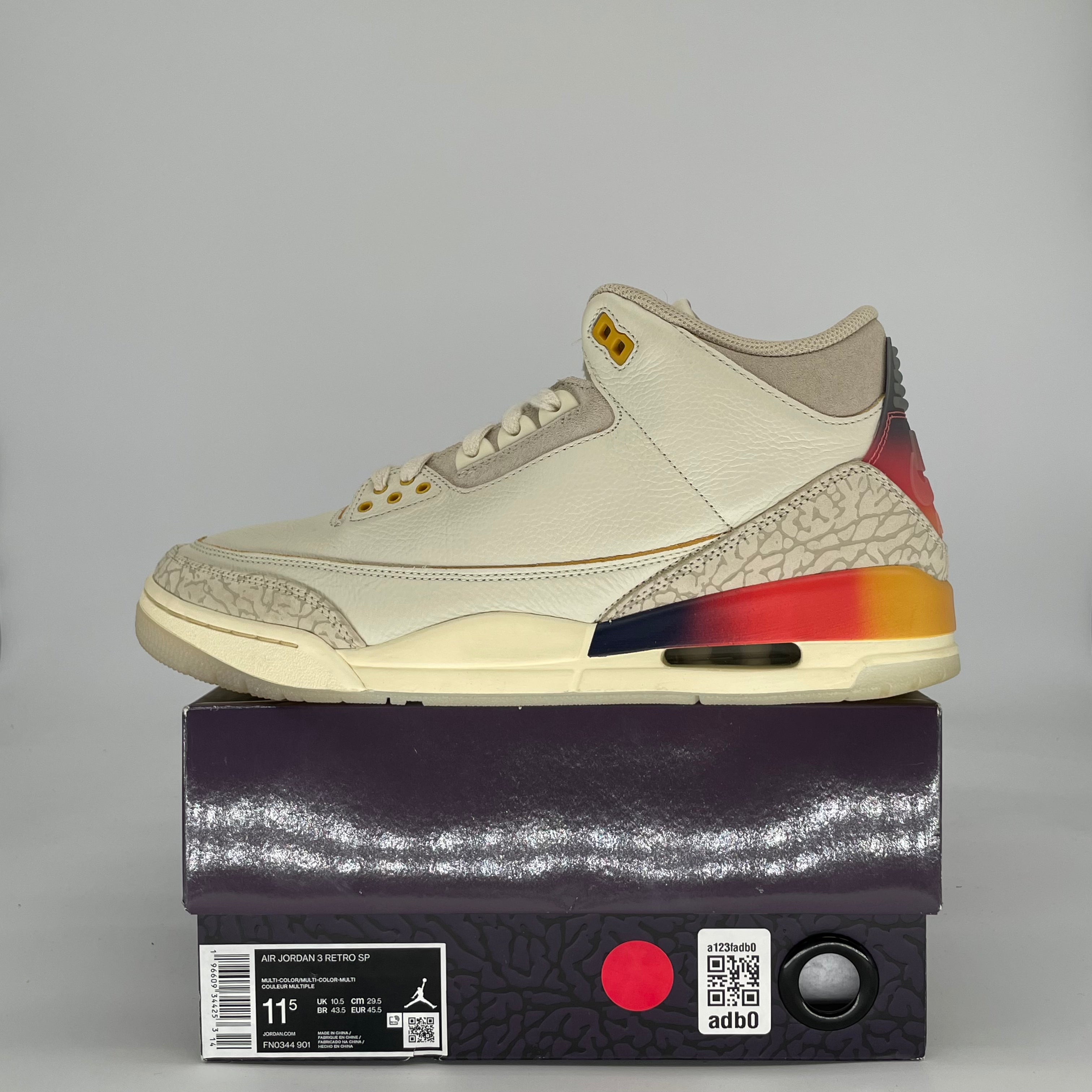 AIR JORDAN 3 J BALVIN MEDELLIN SUNSET FN0344-901 SIZE 11.5/13W