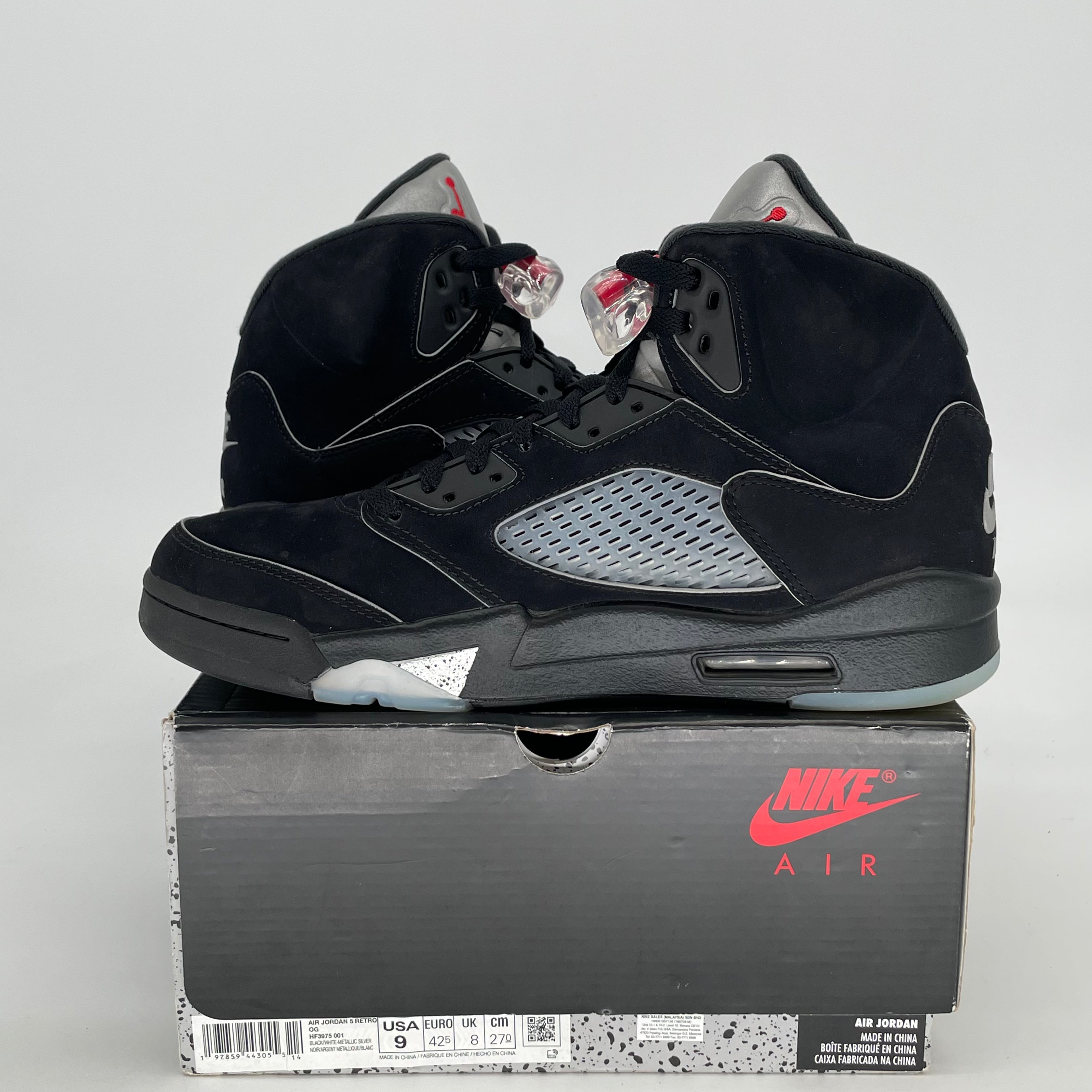 AIR JORDAN 5 BLACK METALLIC REIMAGINED HF3975-001 SIZE 9/10.5W