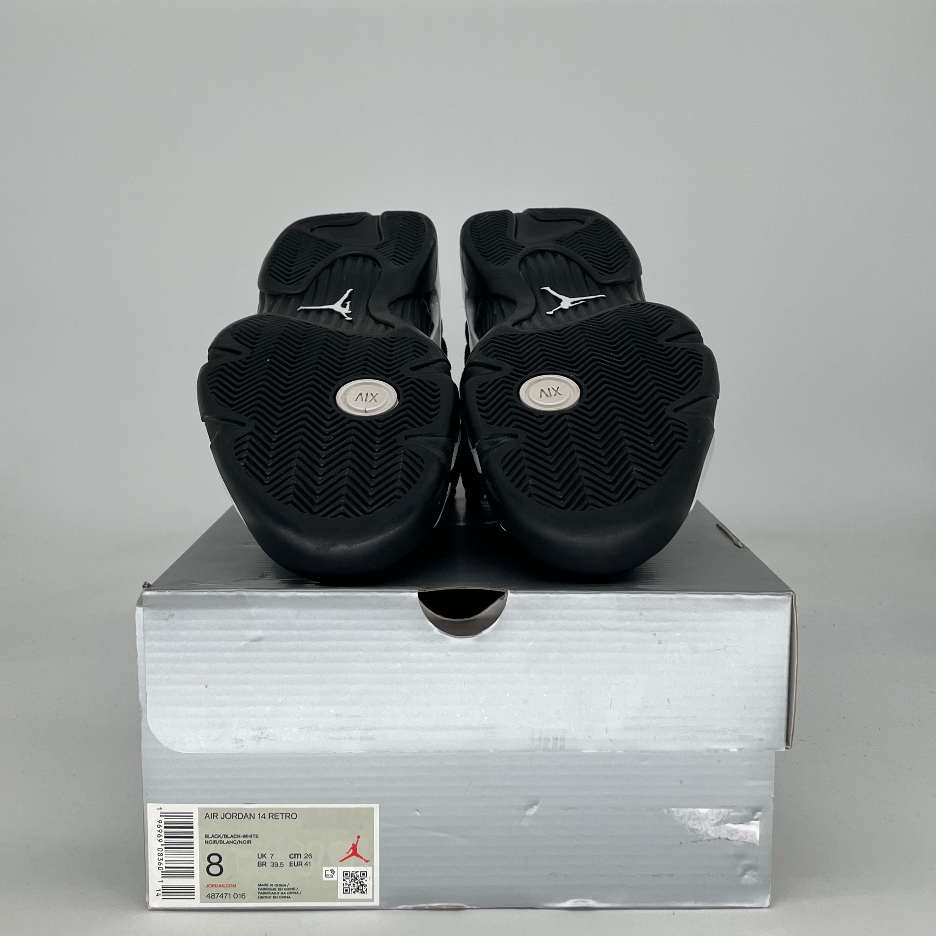 AIR JORDAN 14 BLACK WHITE 487471-016 SIZE 8/9.5W