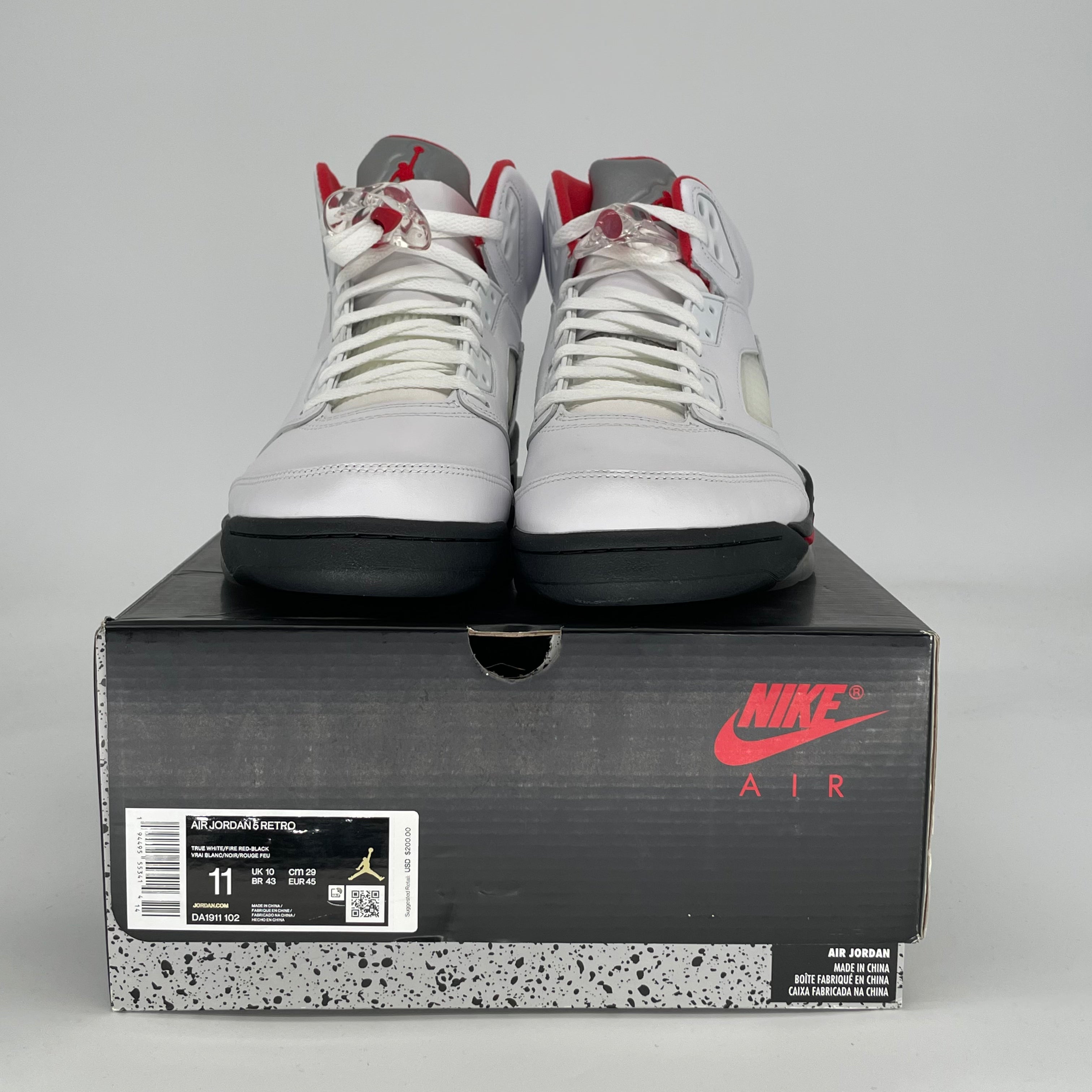 AIR JORDAN 5 FIRE RED SILVER TONGUE DA1911-102 SIZE 11/12.5W