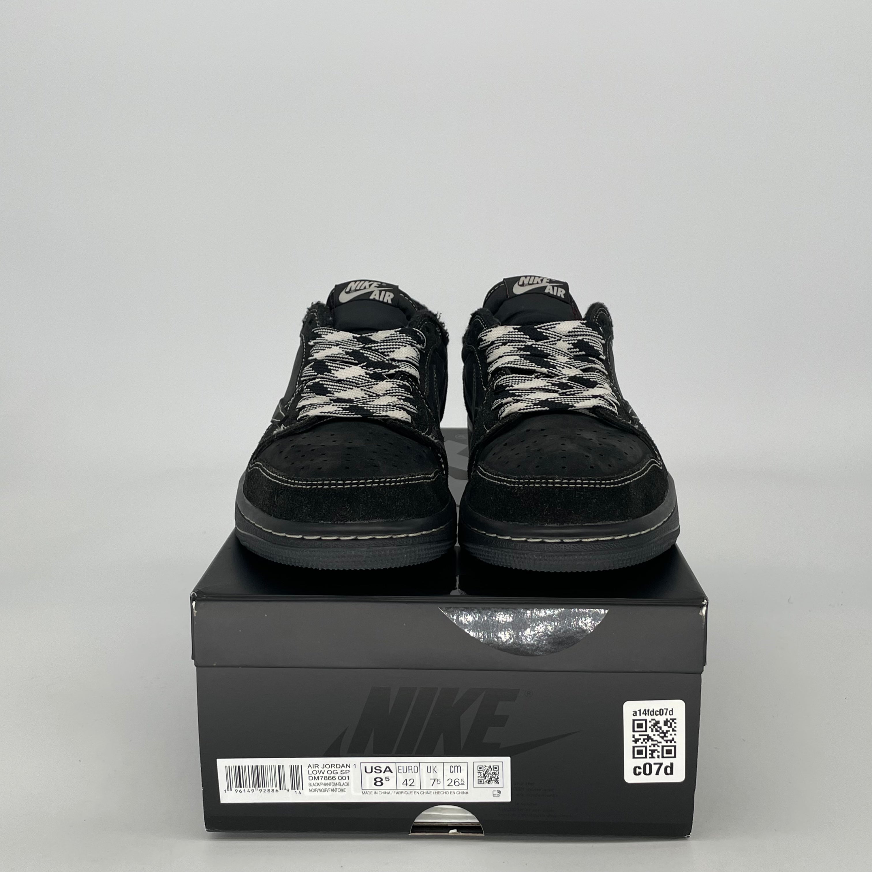 TRAVIS SCOTT X AIR JORDAN 1 LOW BLACK PHANTOM DM7866-001 SIZE 8/9.5W