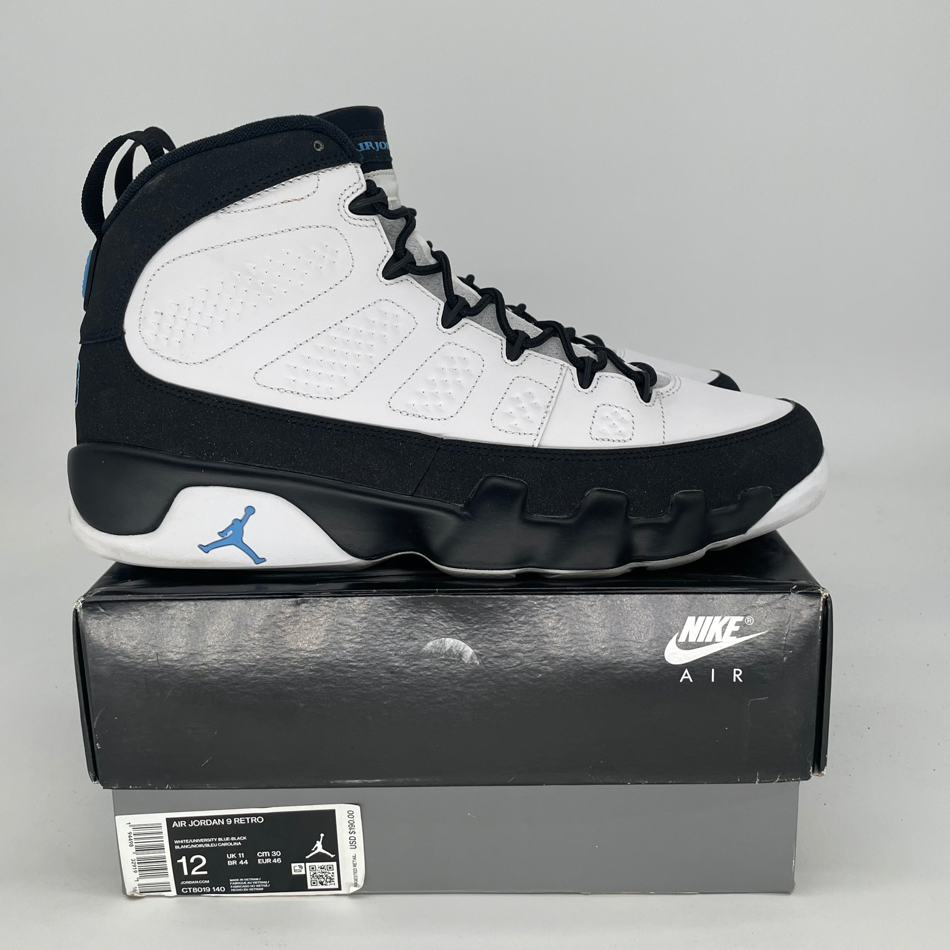 AIR JORDAN 9 UNIVERSITY BLUE CT8019-140 SIZE 12/13.5W