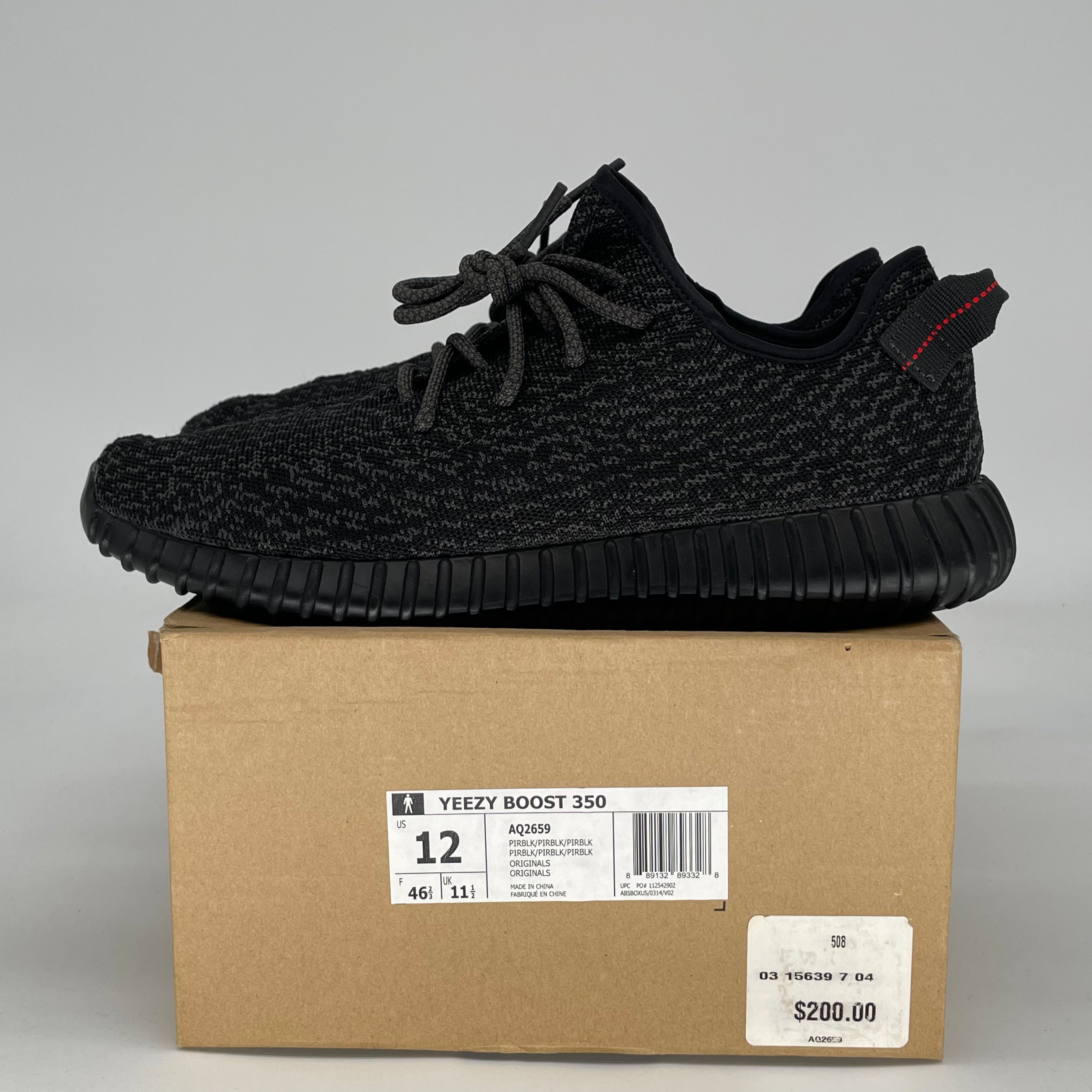 ADIDAS YEEZY 350 PIRATE BLACK (2015) AQ2659 SIZE 12/13.5W