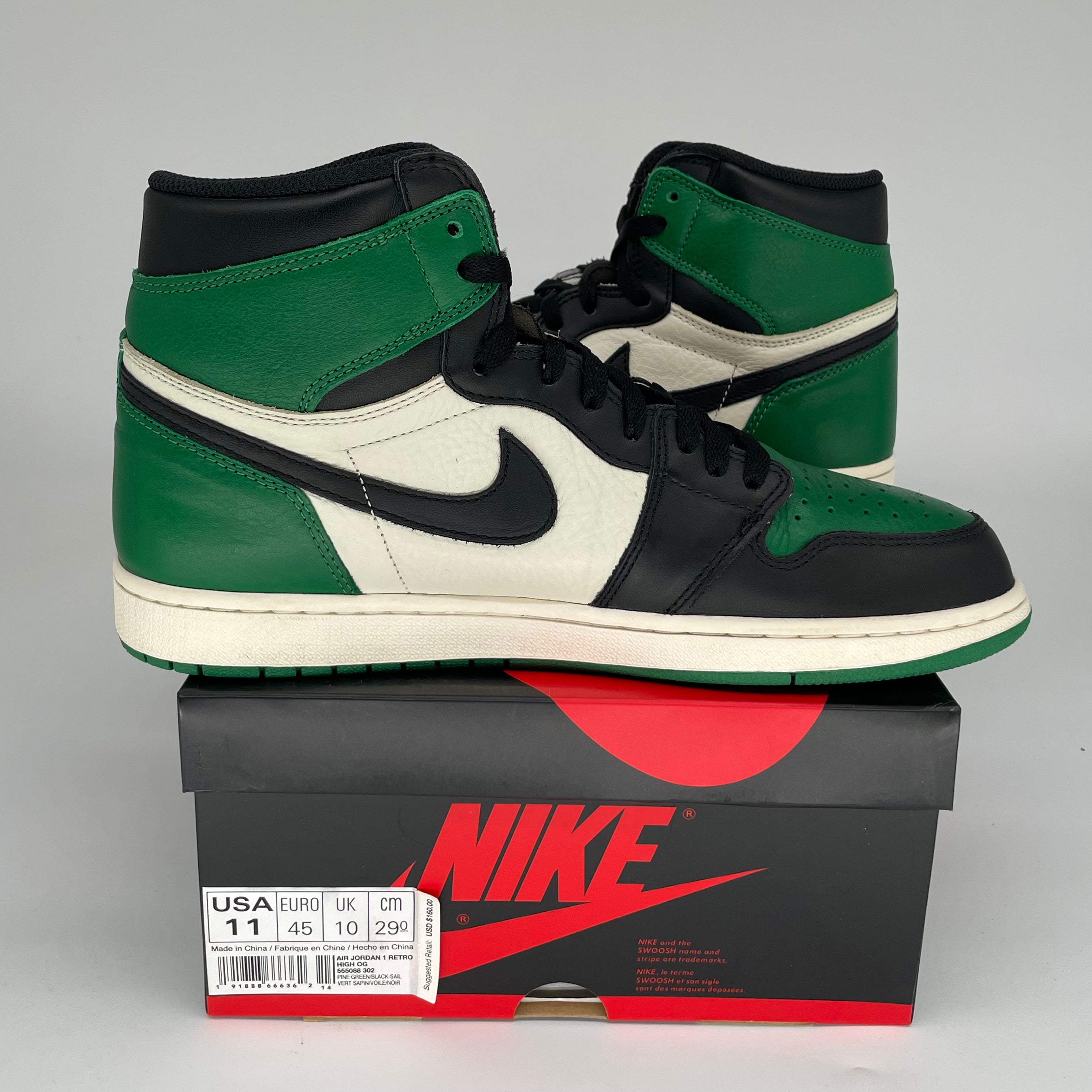 AIR JORDAN 1 PINE GREEN SIZE 11 555088-302