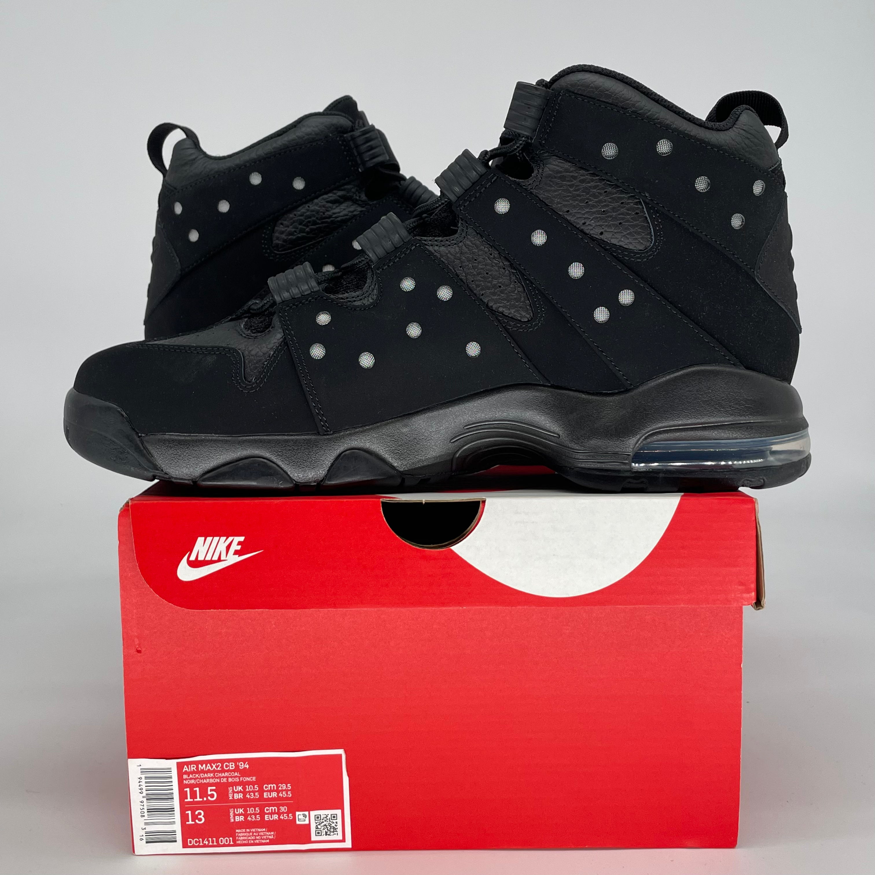 NIKE AIR MAX 2 CB 94 TRIPLE BLACK DC1411-001 SIZE 11.5/13W