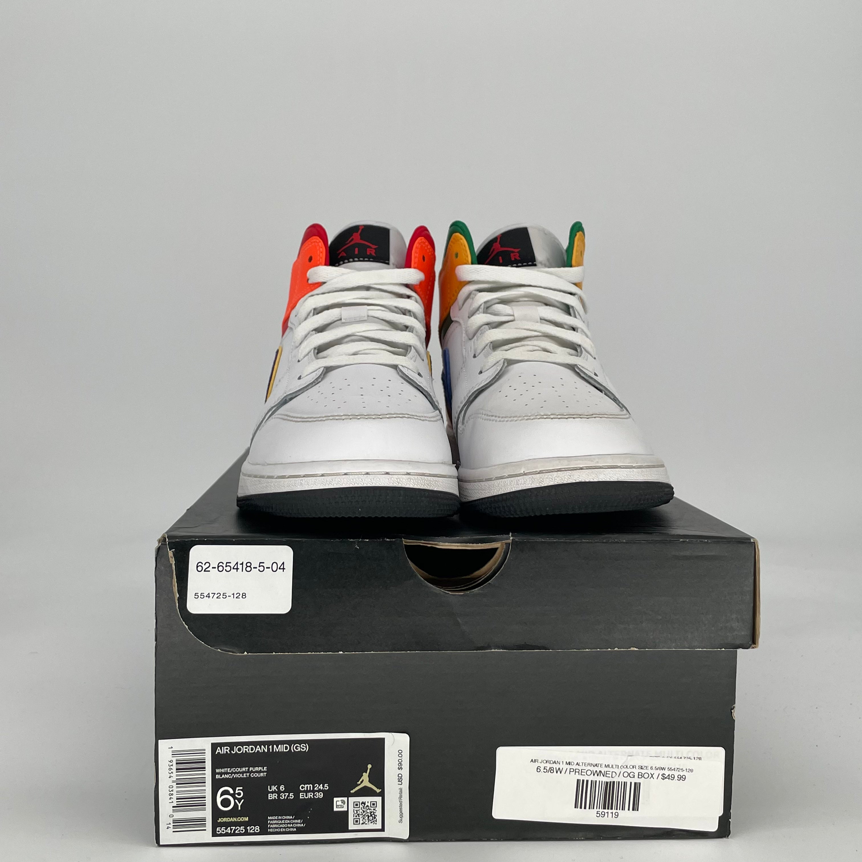 AIR JORDAN 1 MID ALTERNATE MULTI COLOR SIZE 6.5/8W 554725-128