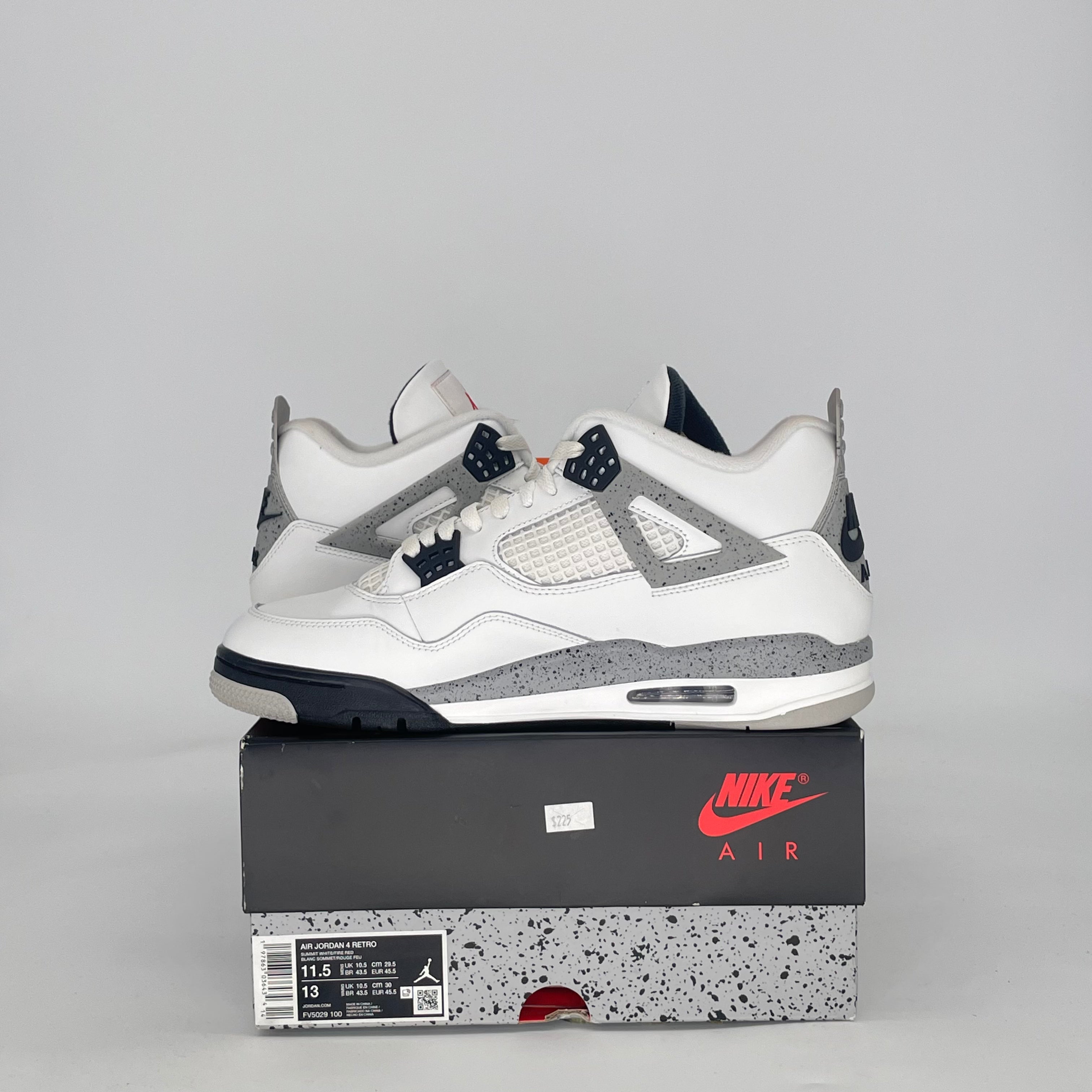 AIR JORDAN 4 WHITE CEMENT FV5029-100 SIZE 11.5/13W