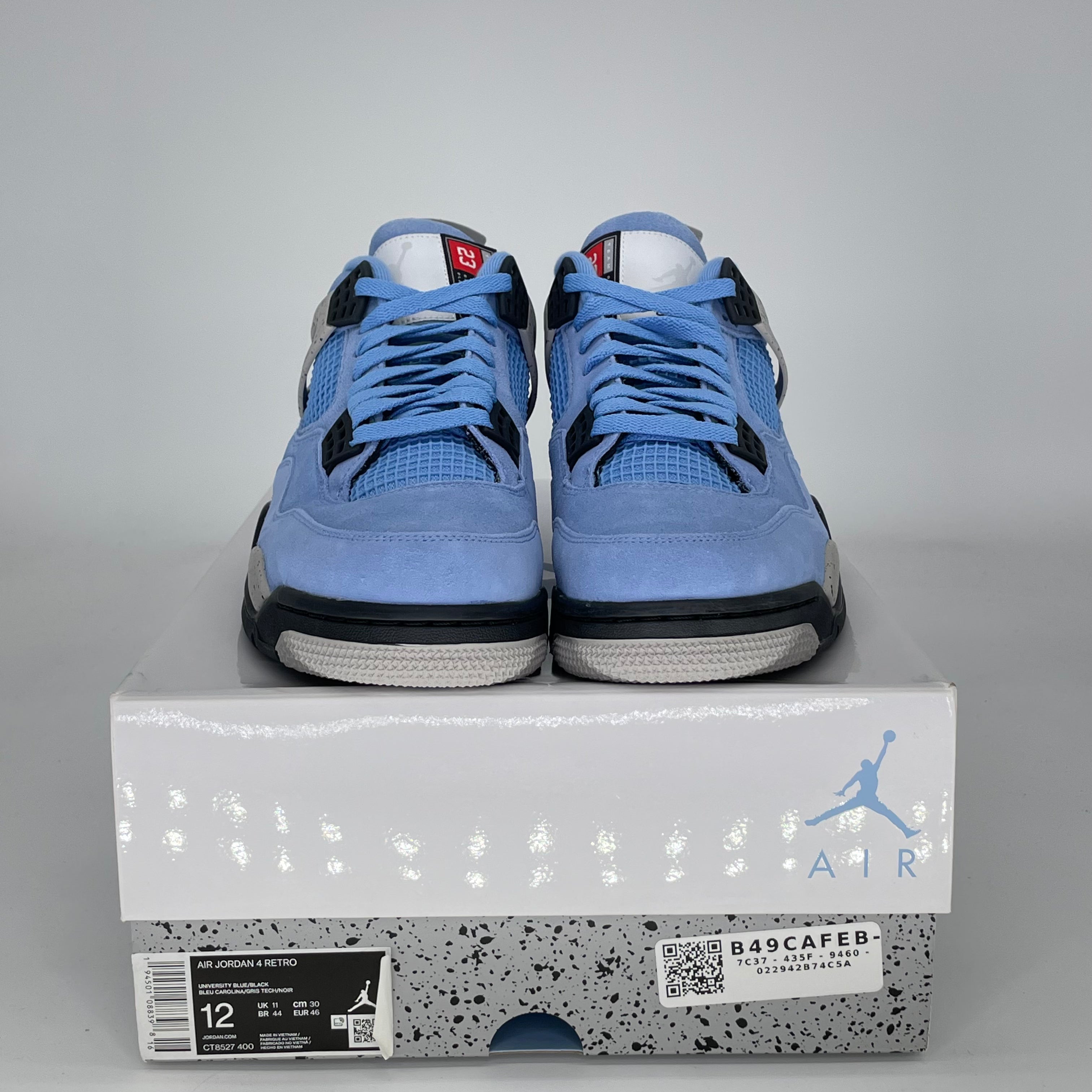 University blue Jordan 4s Sz 12 University blue Jordan 4s size 12 has a small slash... | Depop main image 4