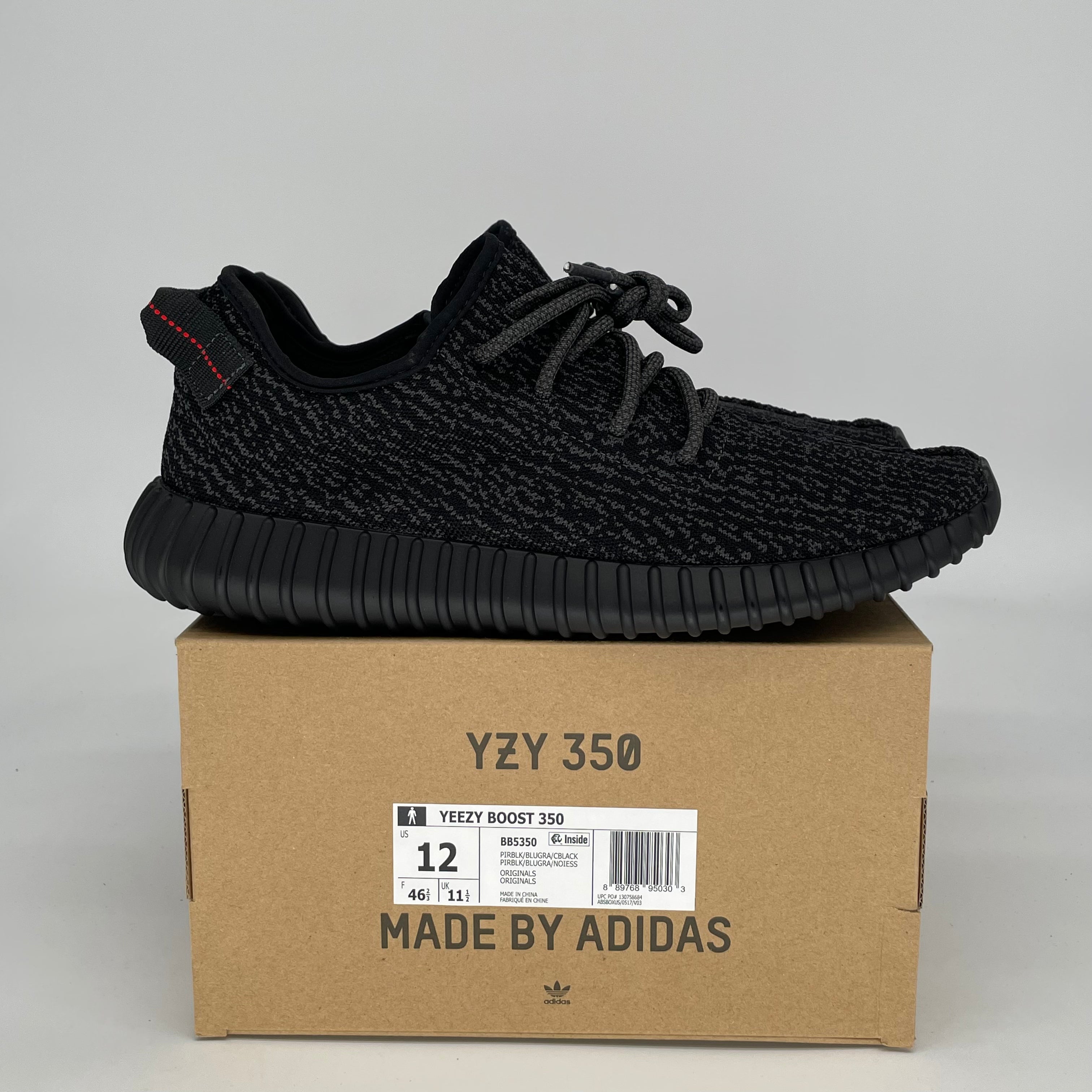 ADIDAS YEEZY 350 PIRATE BLACK BB5350 SIZE 12/13.5W