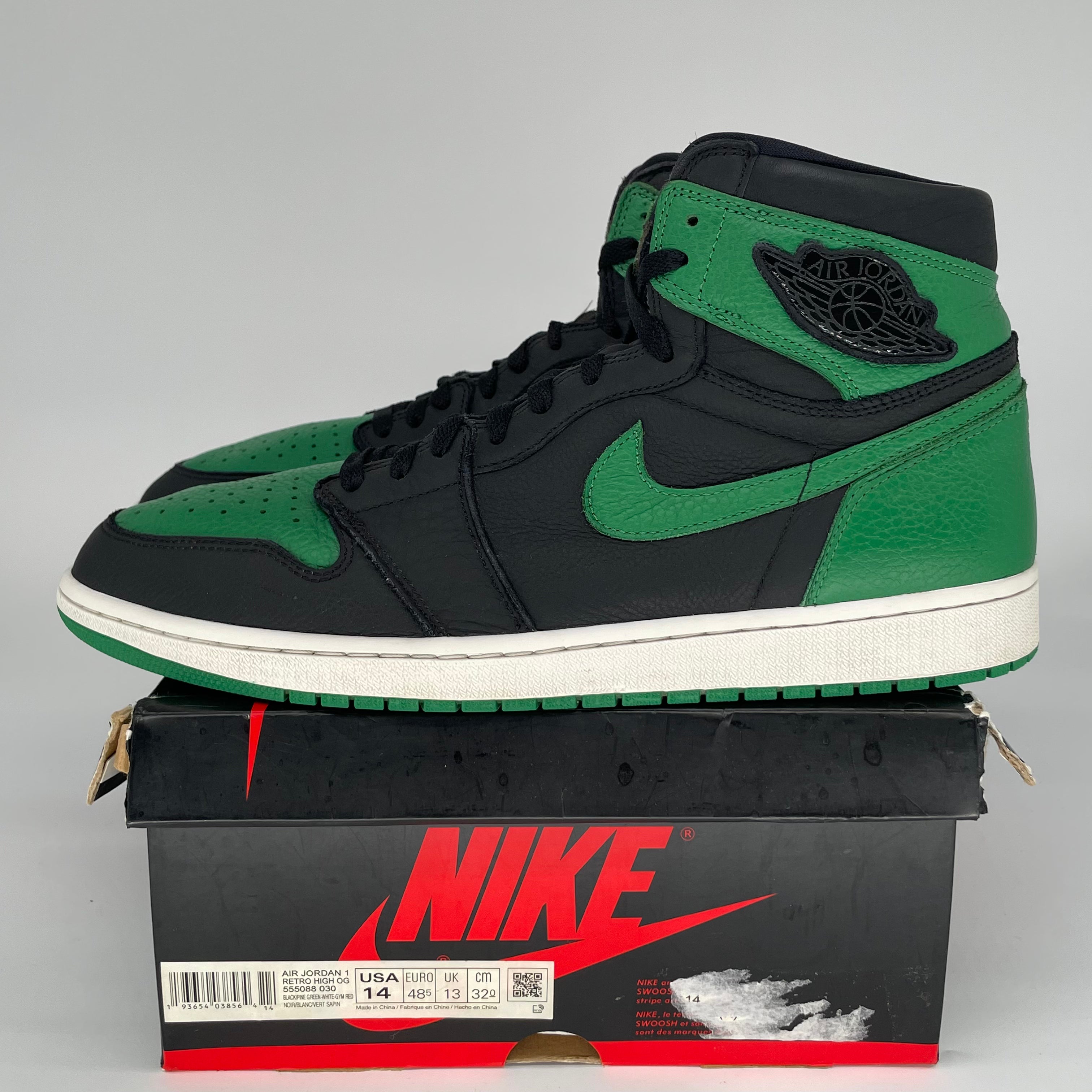 AIR JORDAN 1 PINE GREEN BLACK 555088-030 SIZE 14/15.5W