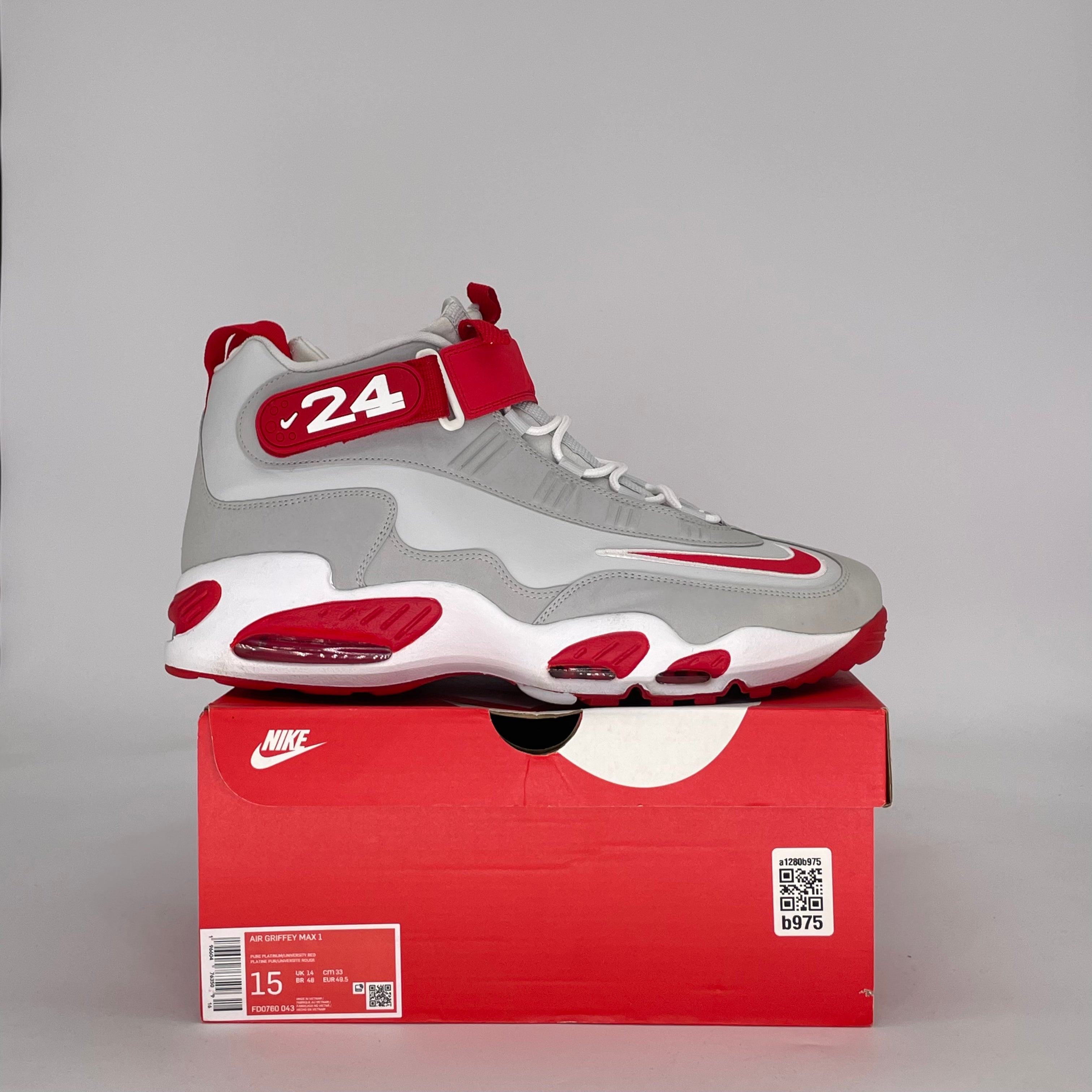 NIKE AIR GRIFFEY MAX 1 CINCINNATI REDS FD0760-043 SIZE 15/16.5W