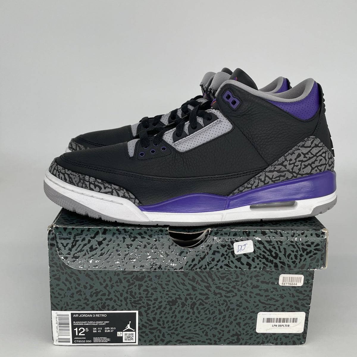 Jordan 3 Retro Black Court Purple