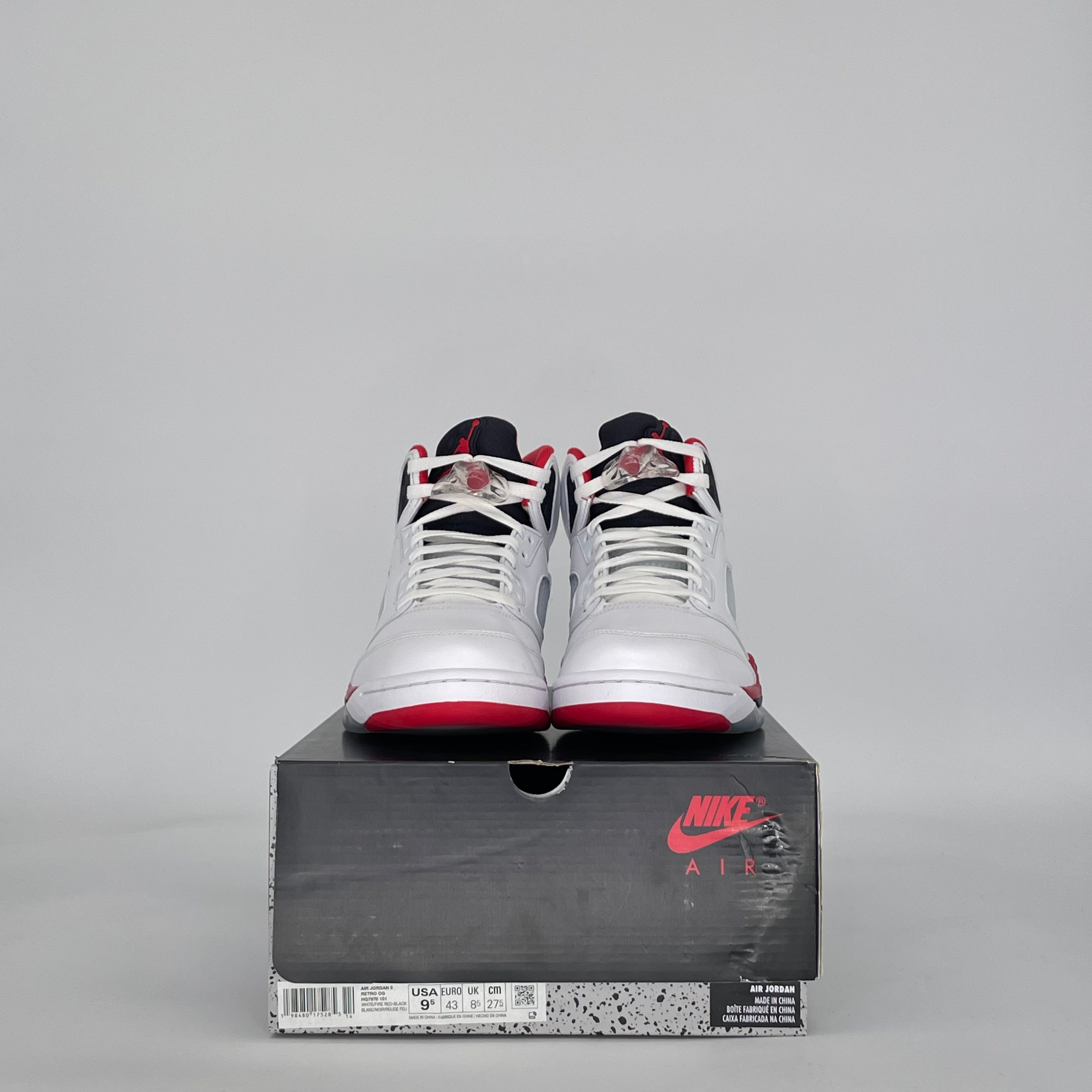 AIR JORDAN 5 FIRE RED BLACK TONGUE HQ7978-101 SIZE 9.5/11W
