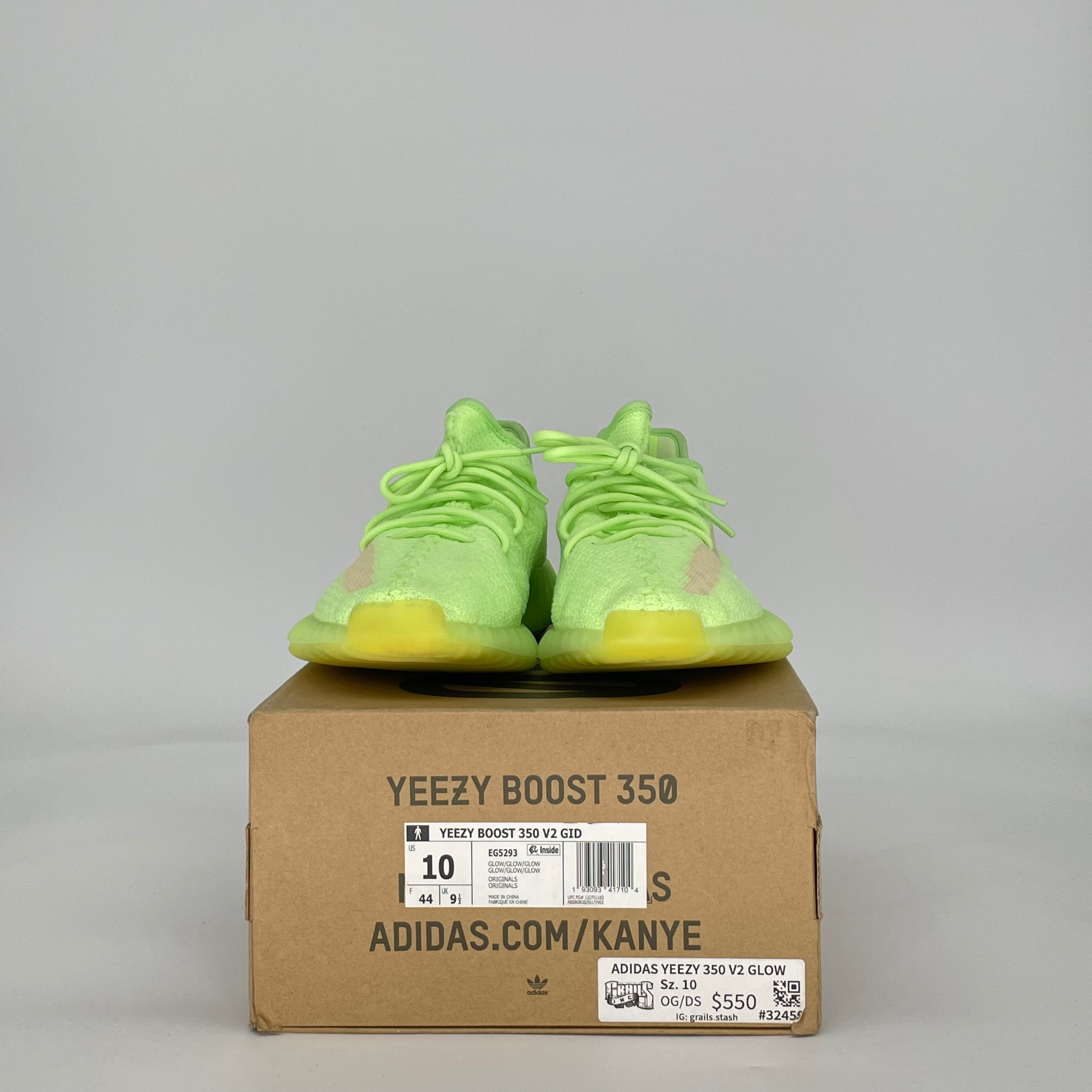 Adidas Yeezy Boost 350 V2 Glow EG5293 Size 10/11.5W - Preowned Sneaker Adidas Yeezy Boost 350 V2 Glow EG5293 Size 10/11.5W - Preowned Sneaker