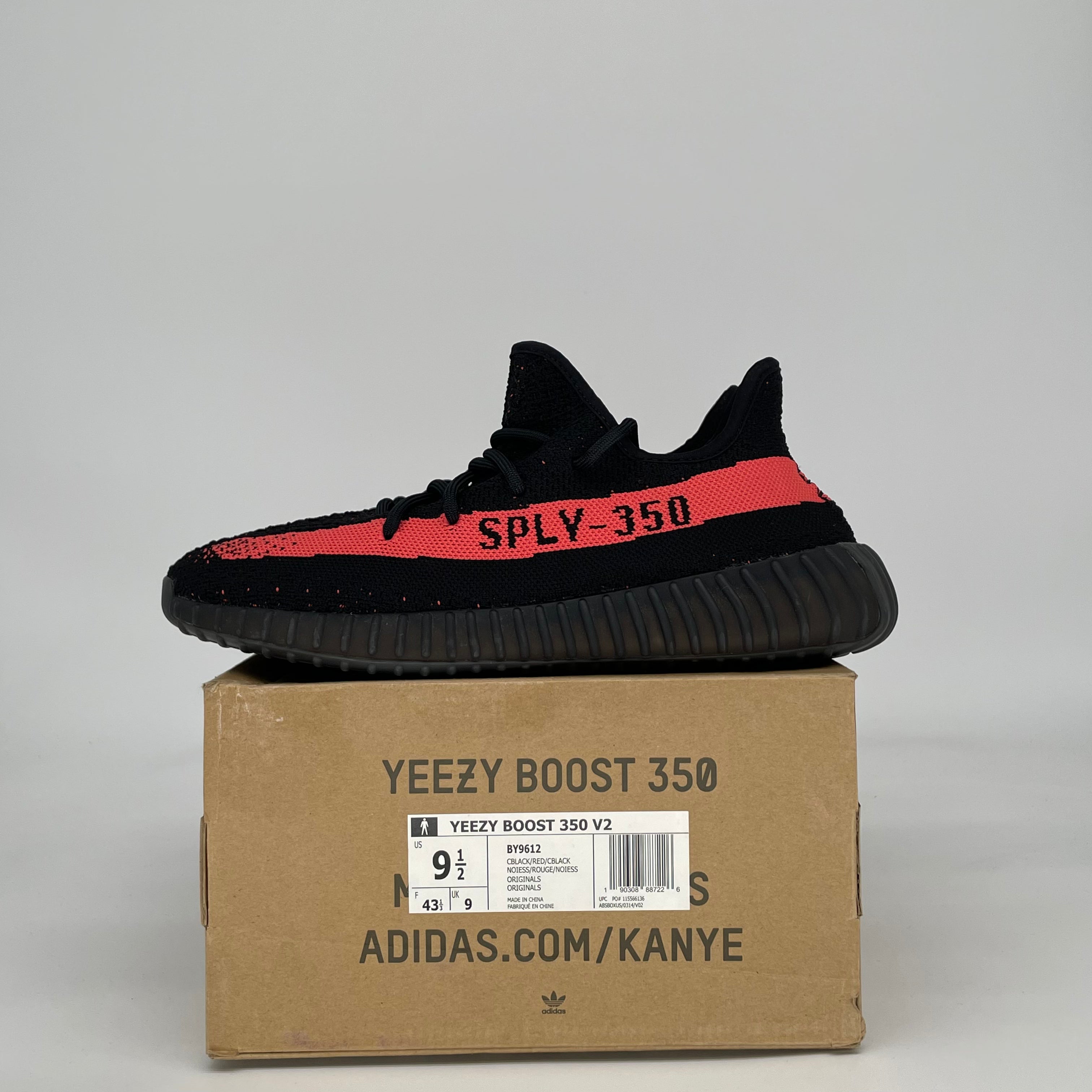 ADIDAS YEEZY BOOST 350 V2 CORE BLACK RED BY9612 SIZE 9.5/11W