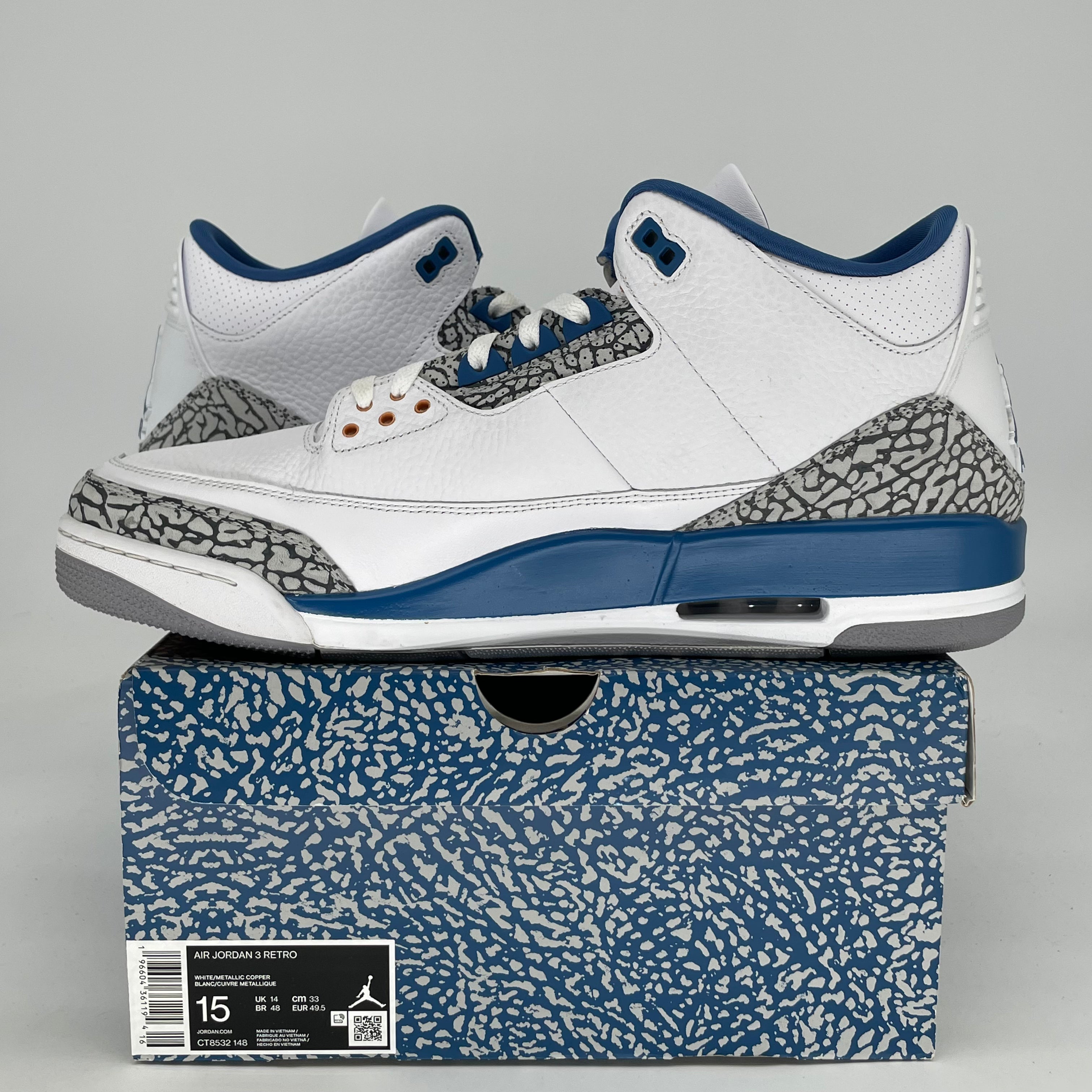 AIR JORDAN 3 WIZARDS CT8532-148 SIZE 15/16.5WW