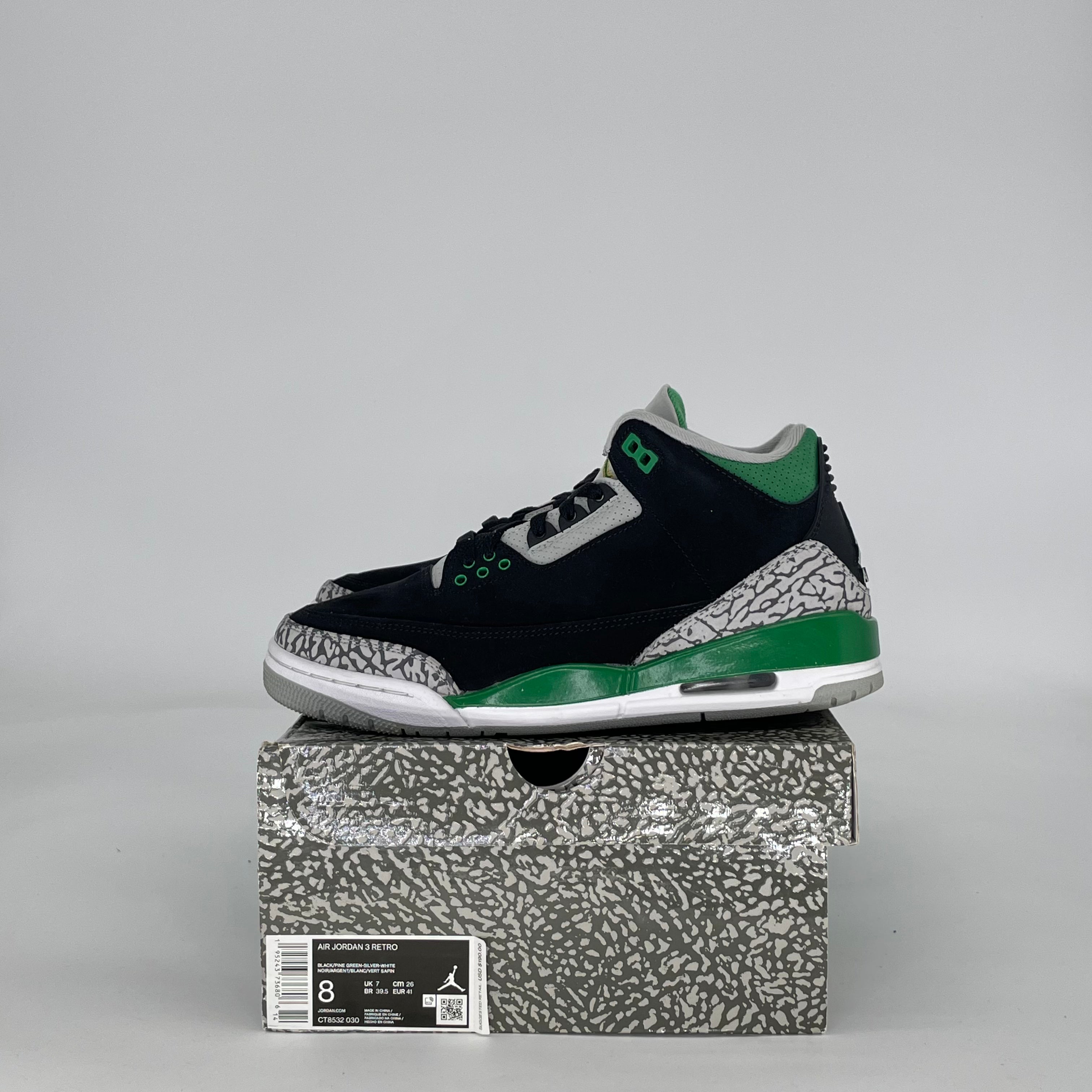 AIR JORDAN 3 PINE GREEN CT8532-030 SIZE 8/9.5W