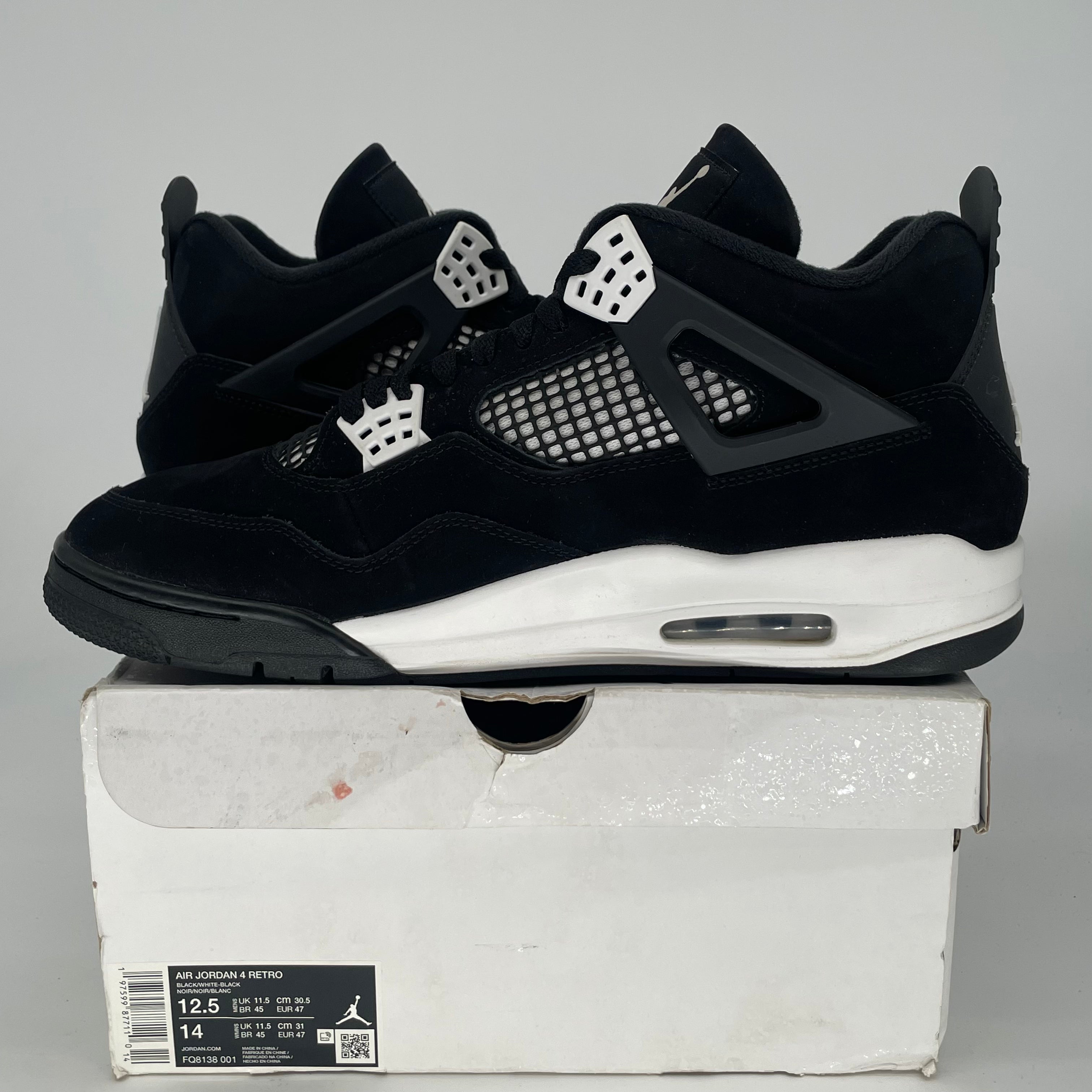 AIR JORDAN 4 WHITE THUNDER FQ8138-001 SIZE 12.5/14W