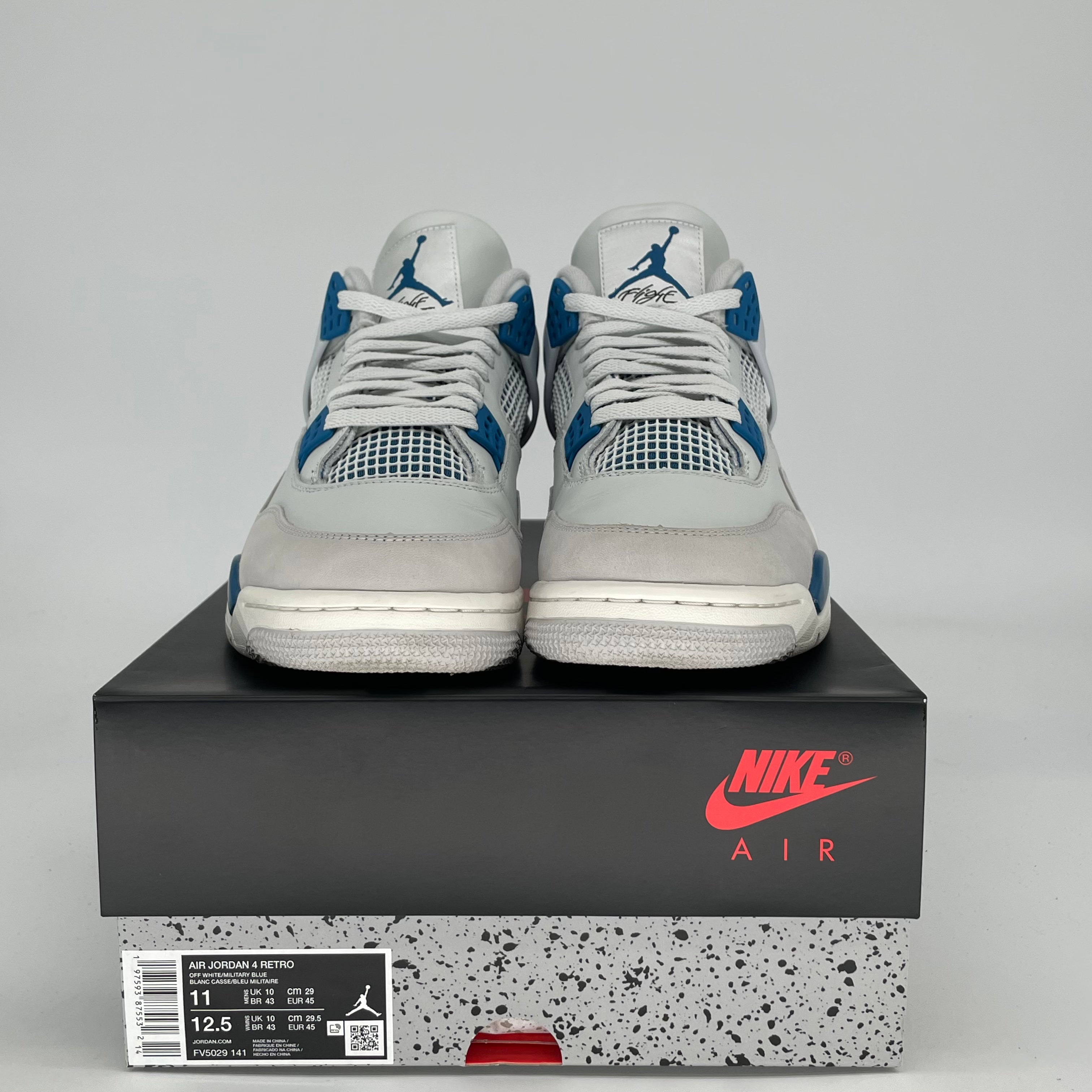 AIR JORDAN 4 MILITARY BLUE FV5029-141 SIZE 11/12.5W