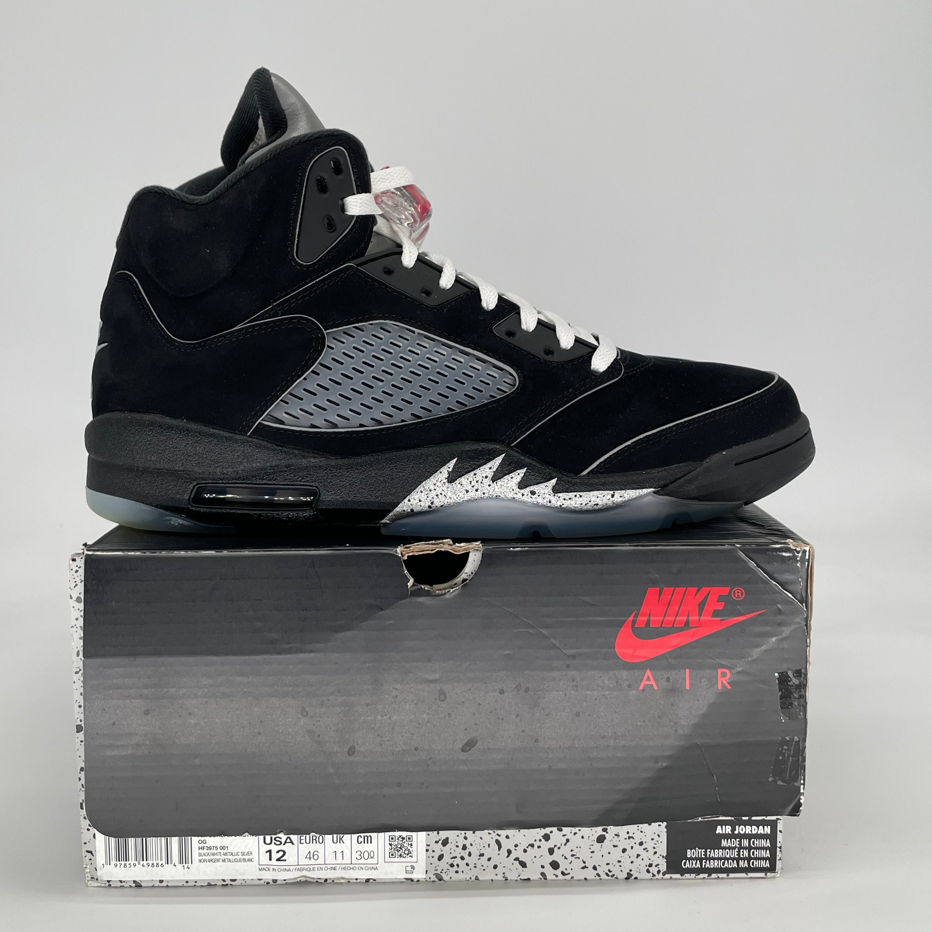 AIR JORDAN 5 BLACK METALLIC REIMAGINED HF3975-001 SIZE 12/13.5W