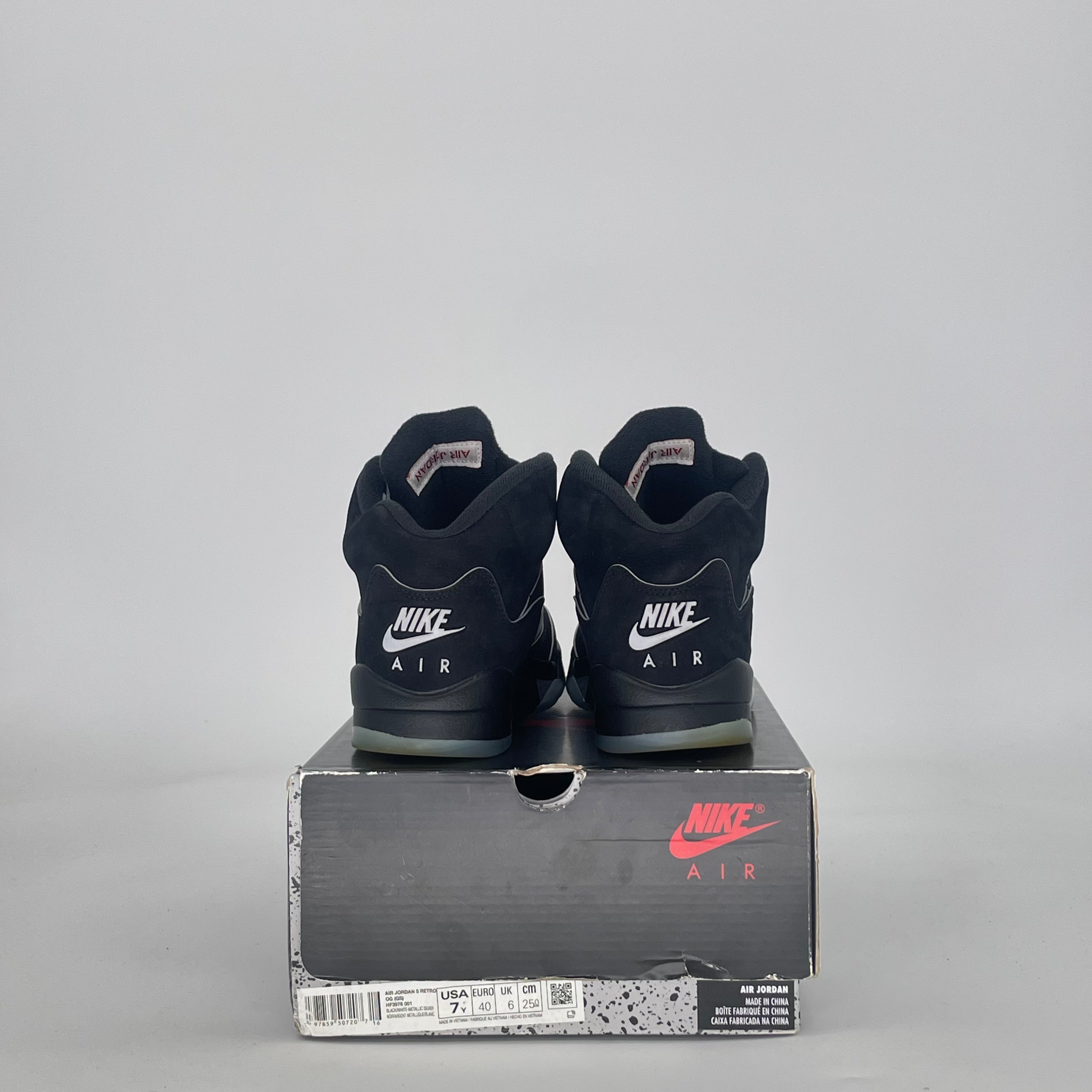 AIR JORDAN 5 BLACK METALLIC REIMAGINED HF3976-001 SIZE 7/8.5W GS
