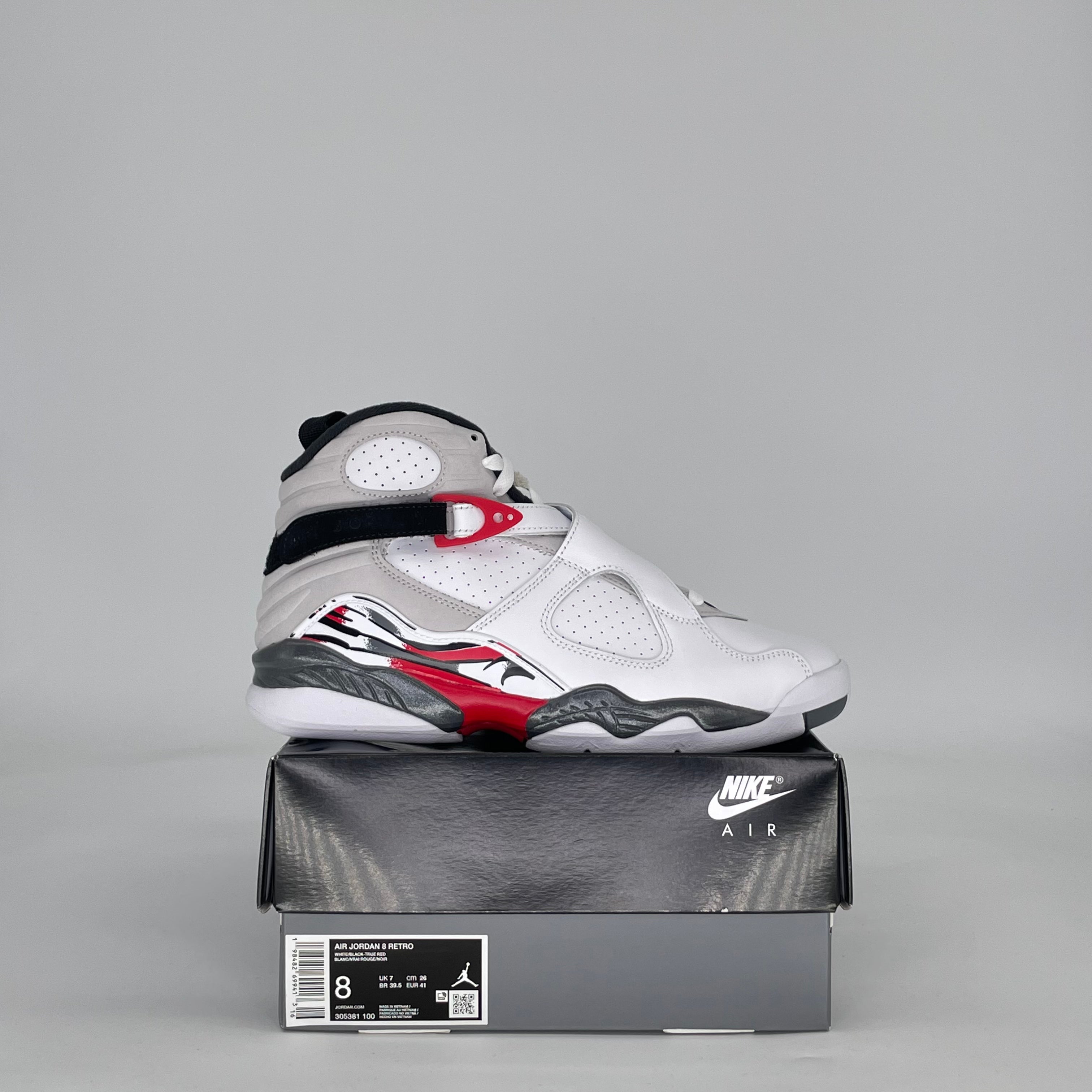 AIR JORDAN 8 WHITE TRUE RED (2025) 305381-100 SIZE 8/9.5W