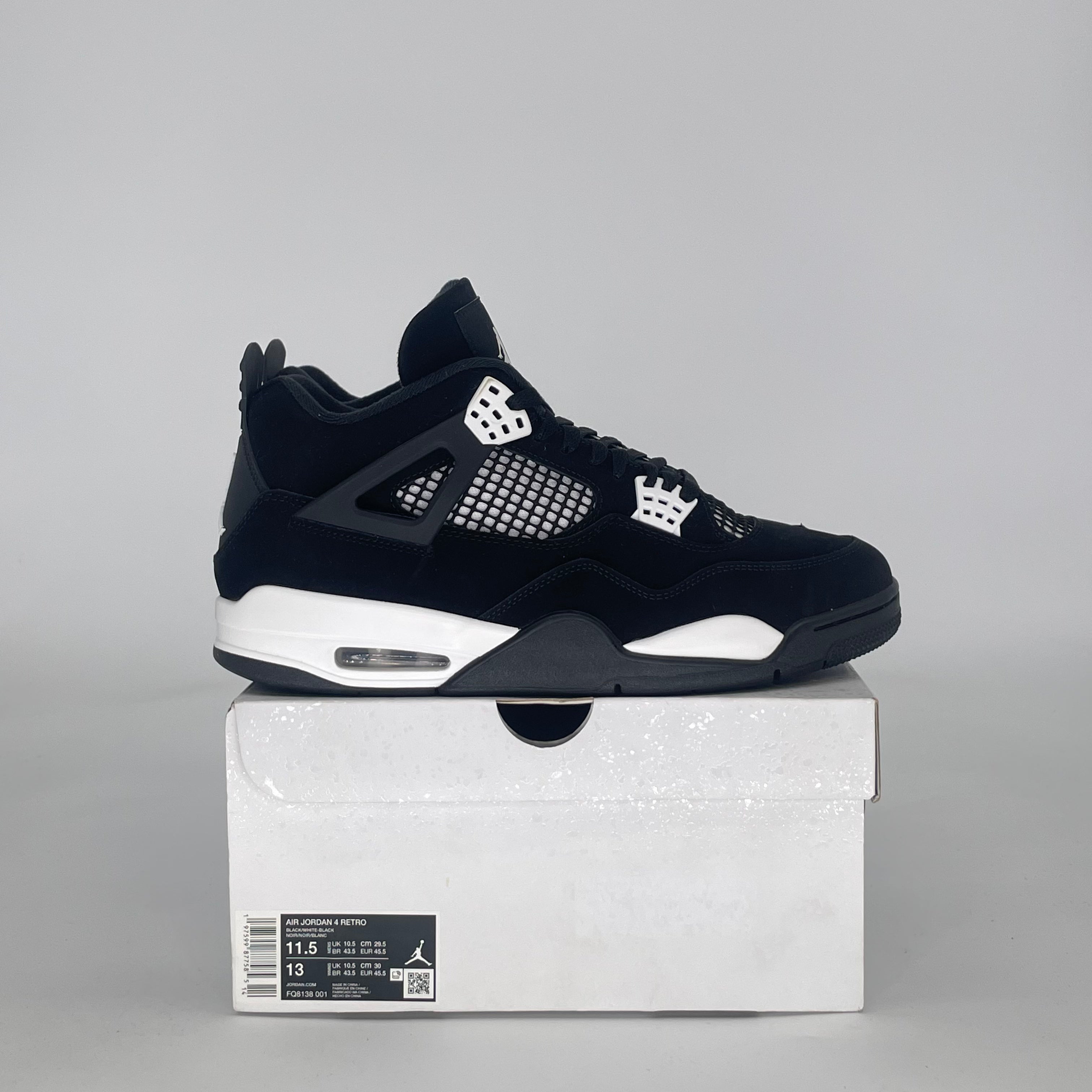 AIR JORDAN 4 WHITE THUNDER FQ8138-001 SIZE 11.5/13W